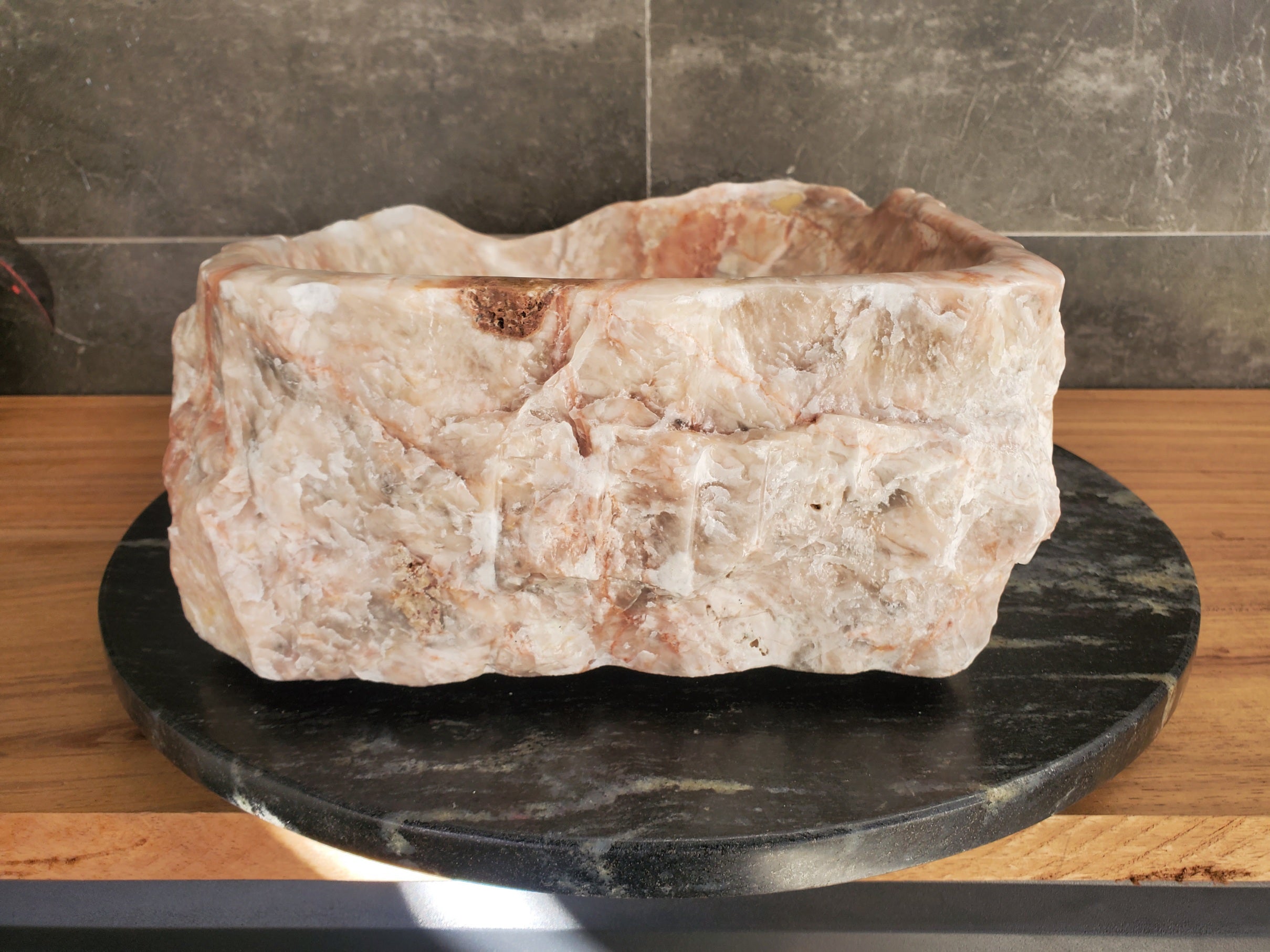 S34_06 Onyx Stone Vessel Sink - 16 x 12.5 inch