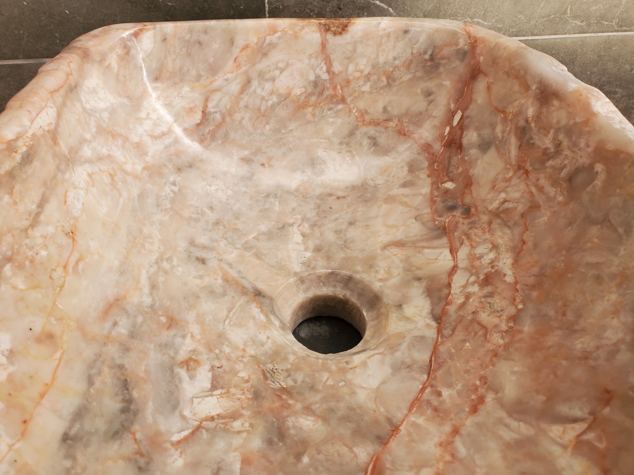 S34_06 Onyx Stone Vessel Sink - 16 x 12.5 inch