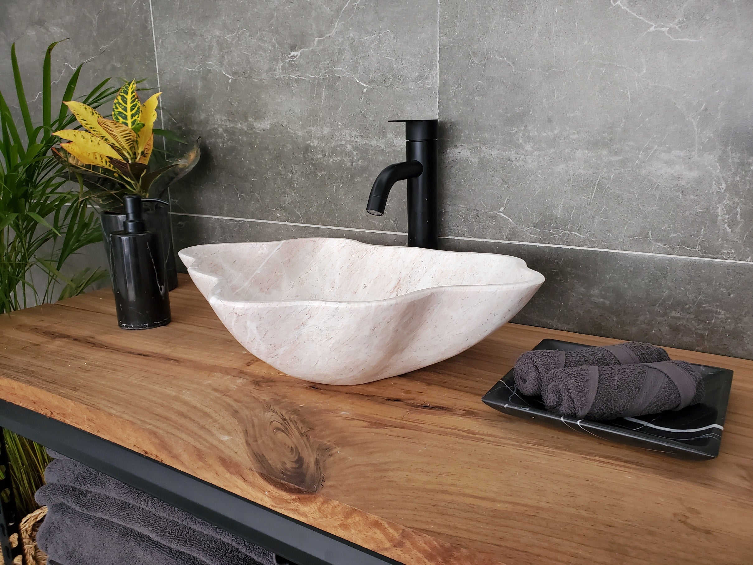 S31_26 Marble Vessel Bathroom Sink - 19 x 14 inch