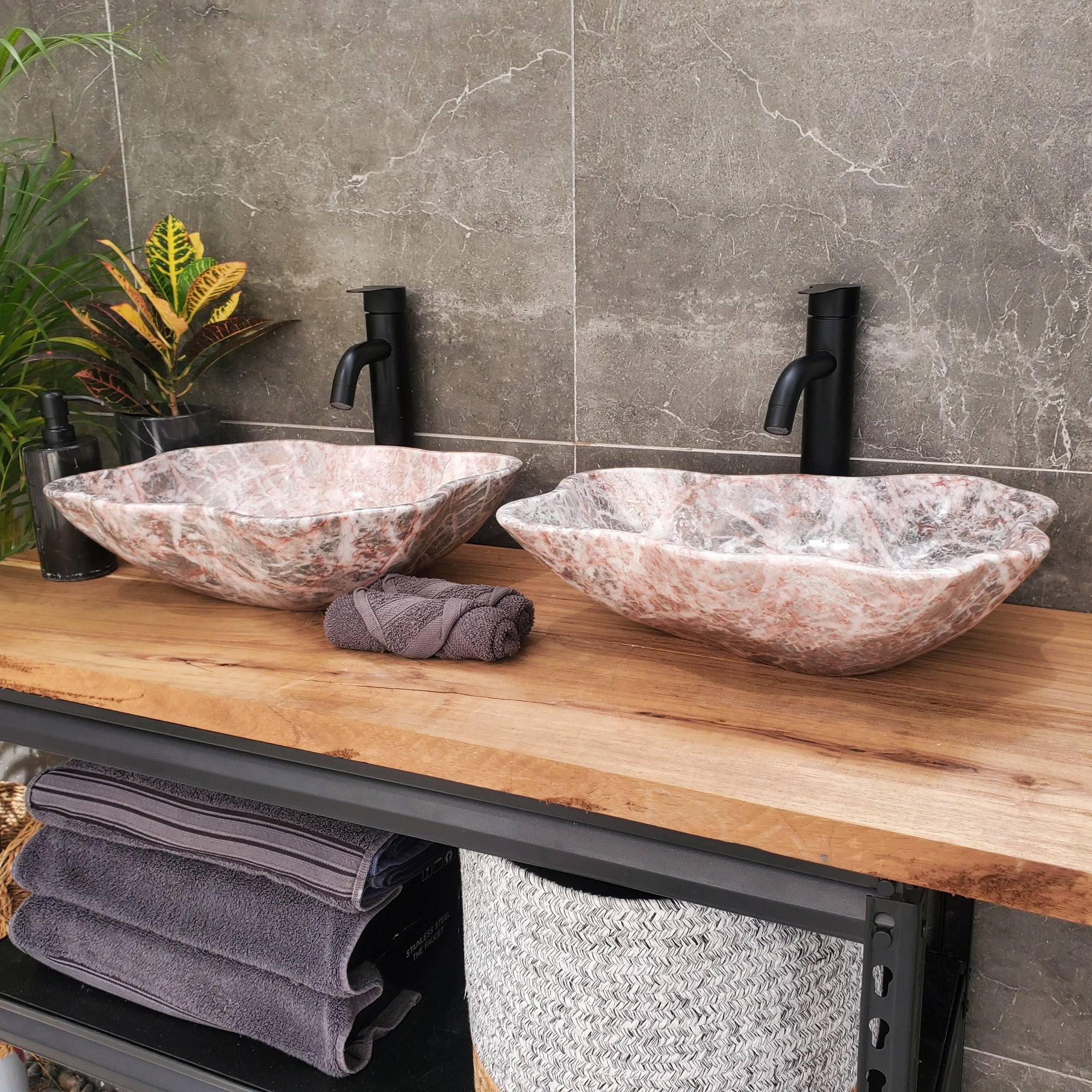 SET3169 Marble Stone Vessel Sink Set