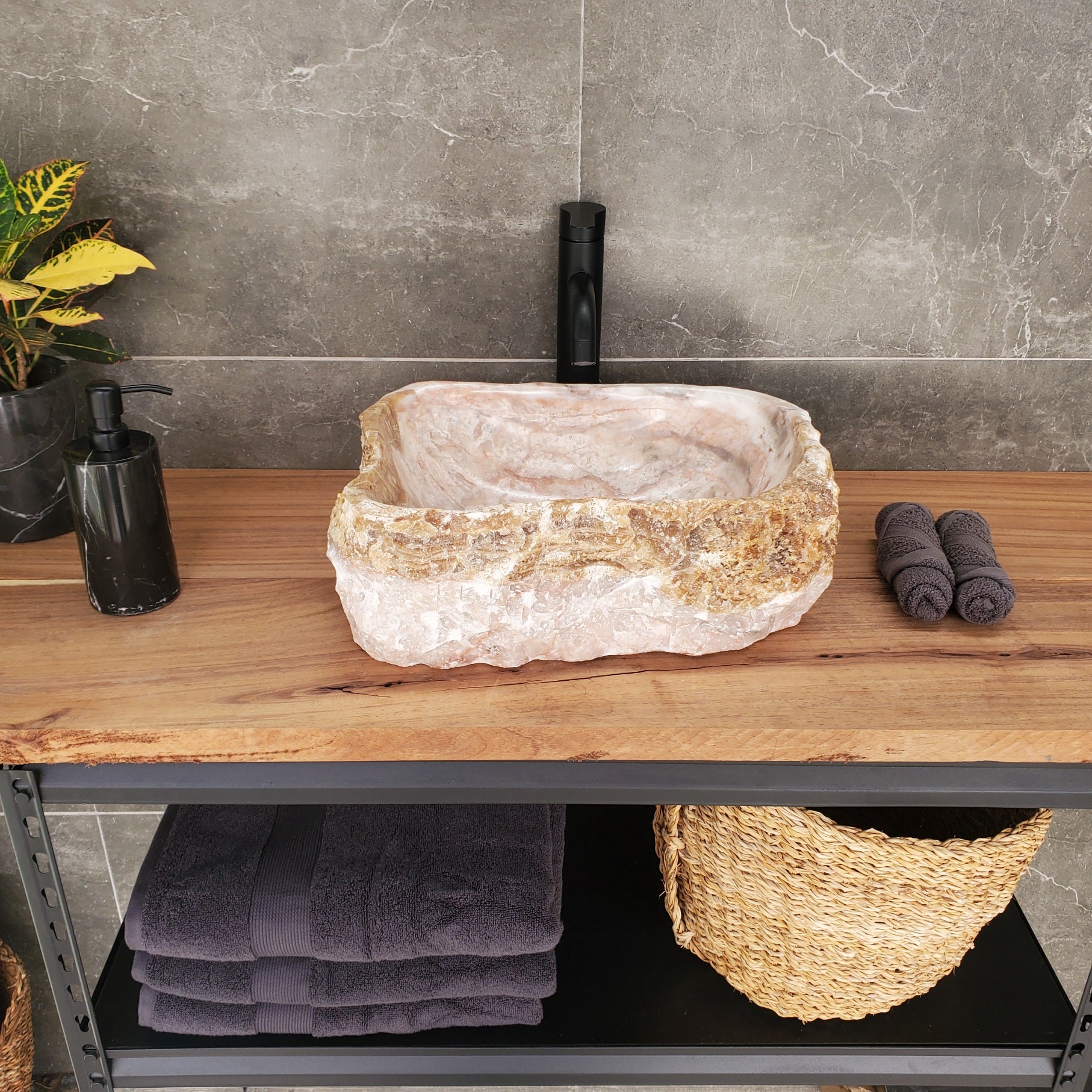 S33_07 Onyx Vessel Bathroom Sink - 16 x 12 inch