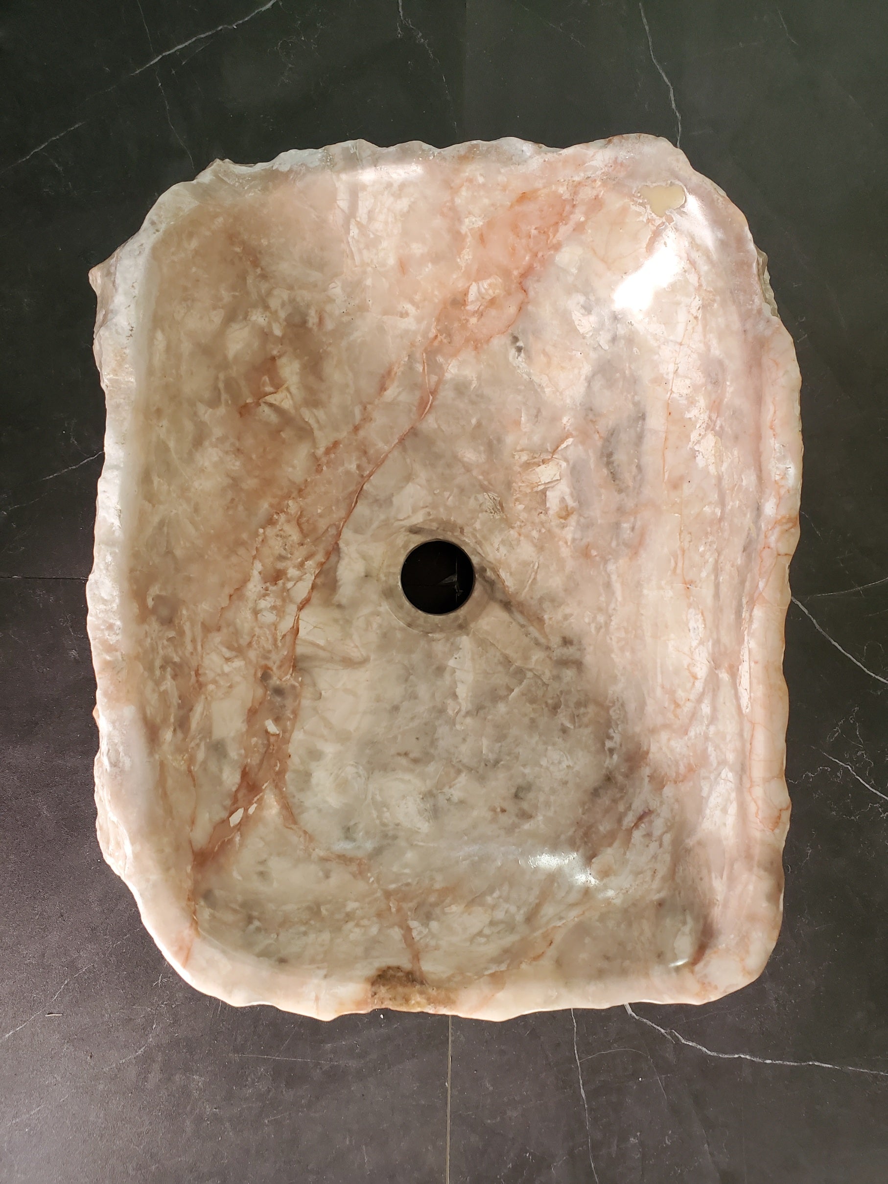 S34_06 Onyx Stone Vessel Sink - 16 x 12.5 inch