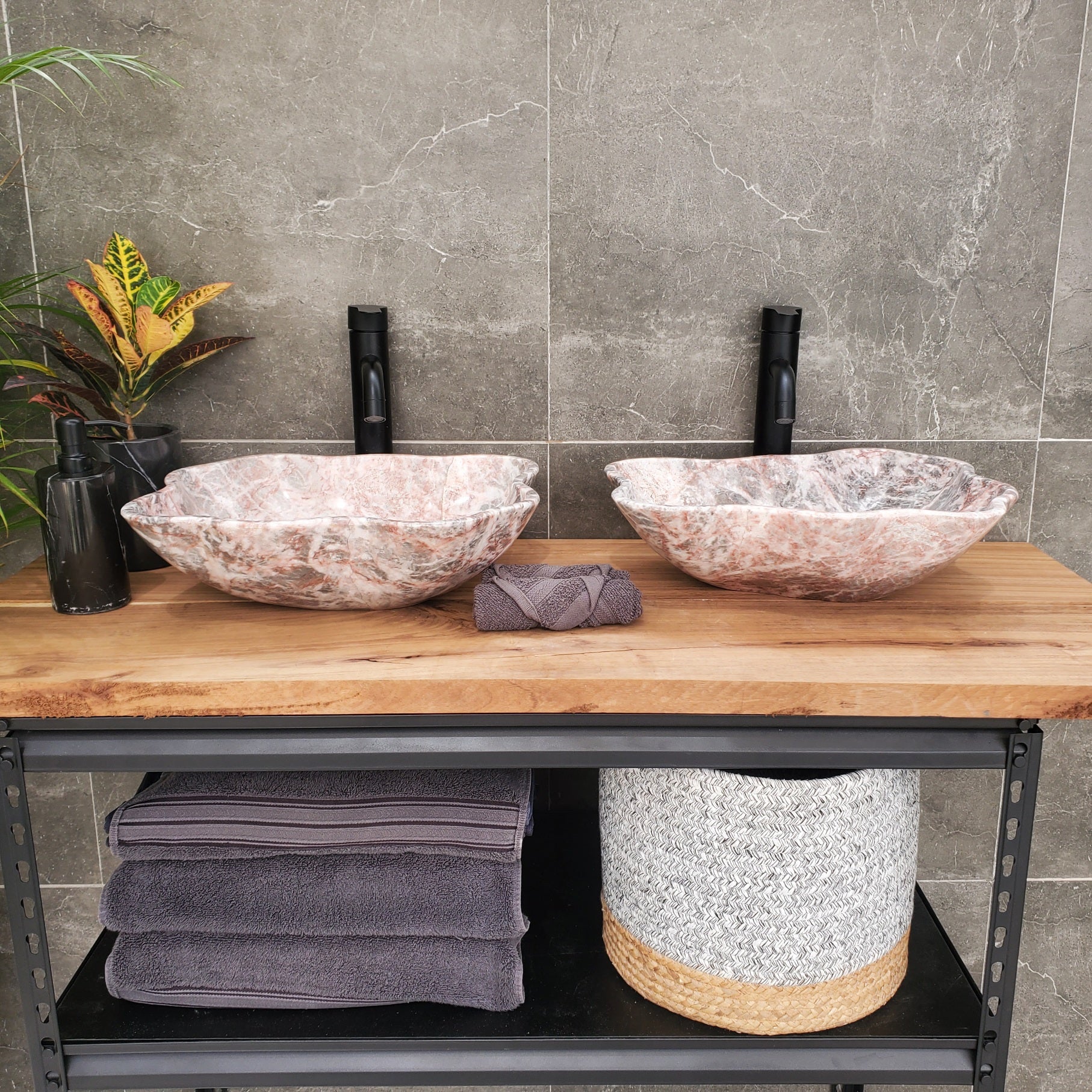 SET3169 Marble Stone Vessel Sink Set