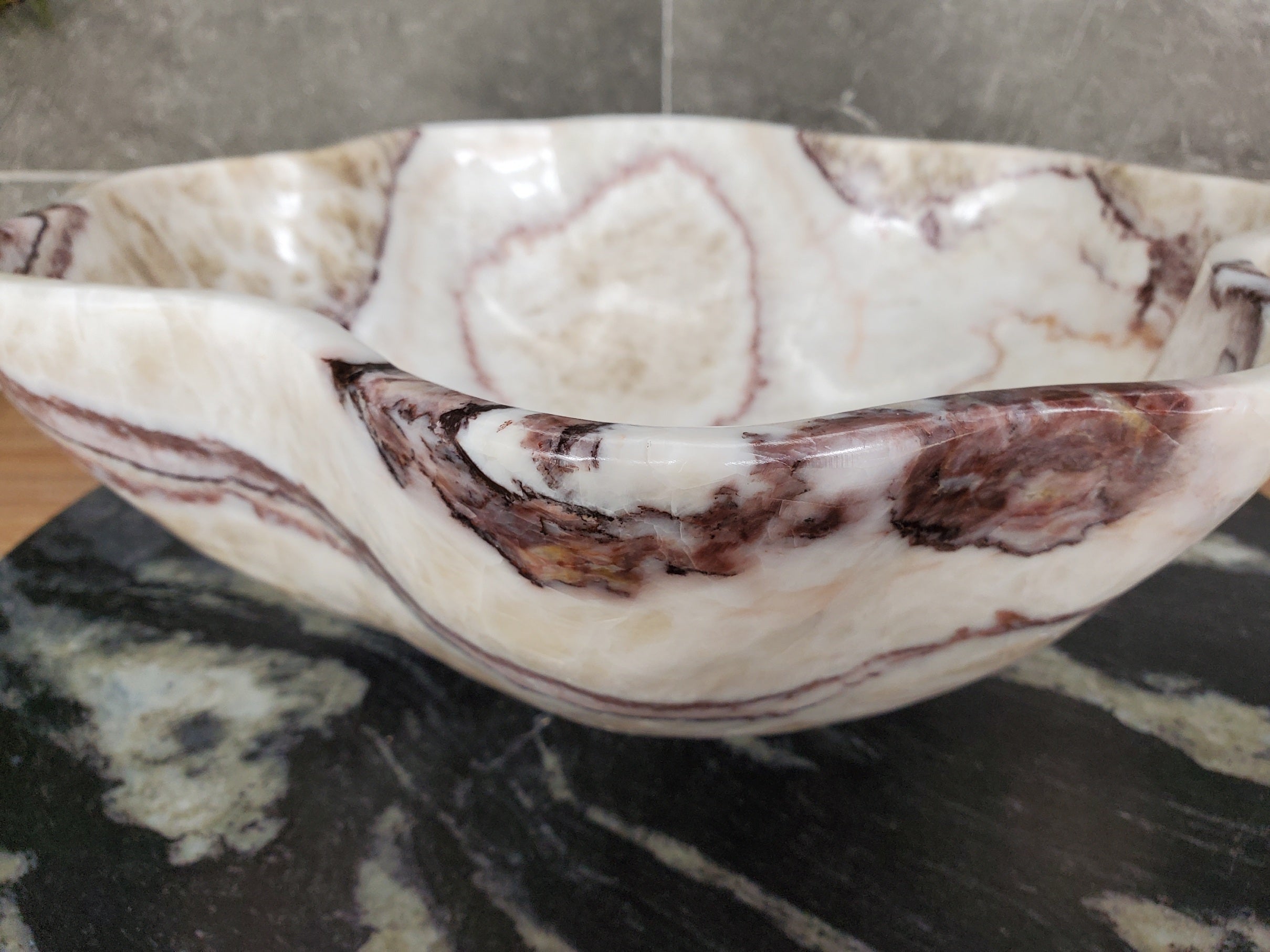 S33_40 Onyx Stone Vessel Bathroom Sink - 17 x 13 inch