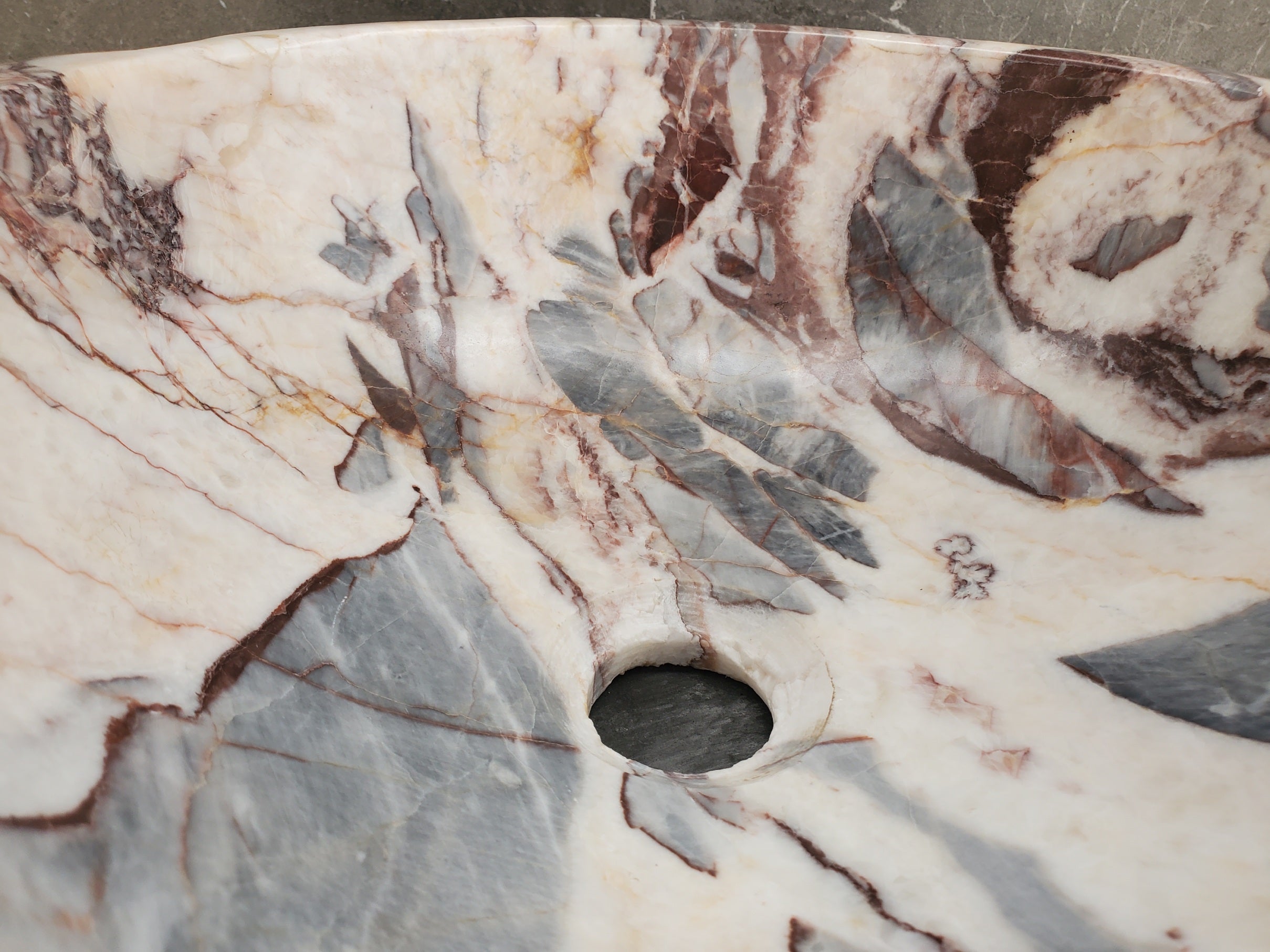 S34_03 Round Onyx Bathroom Stone Vessel Sink - 16 x 14.5 inch
