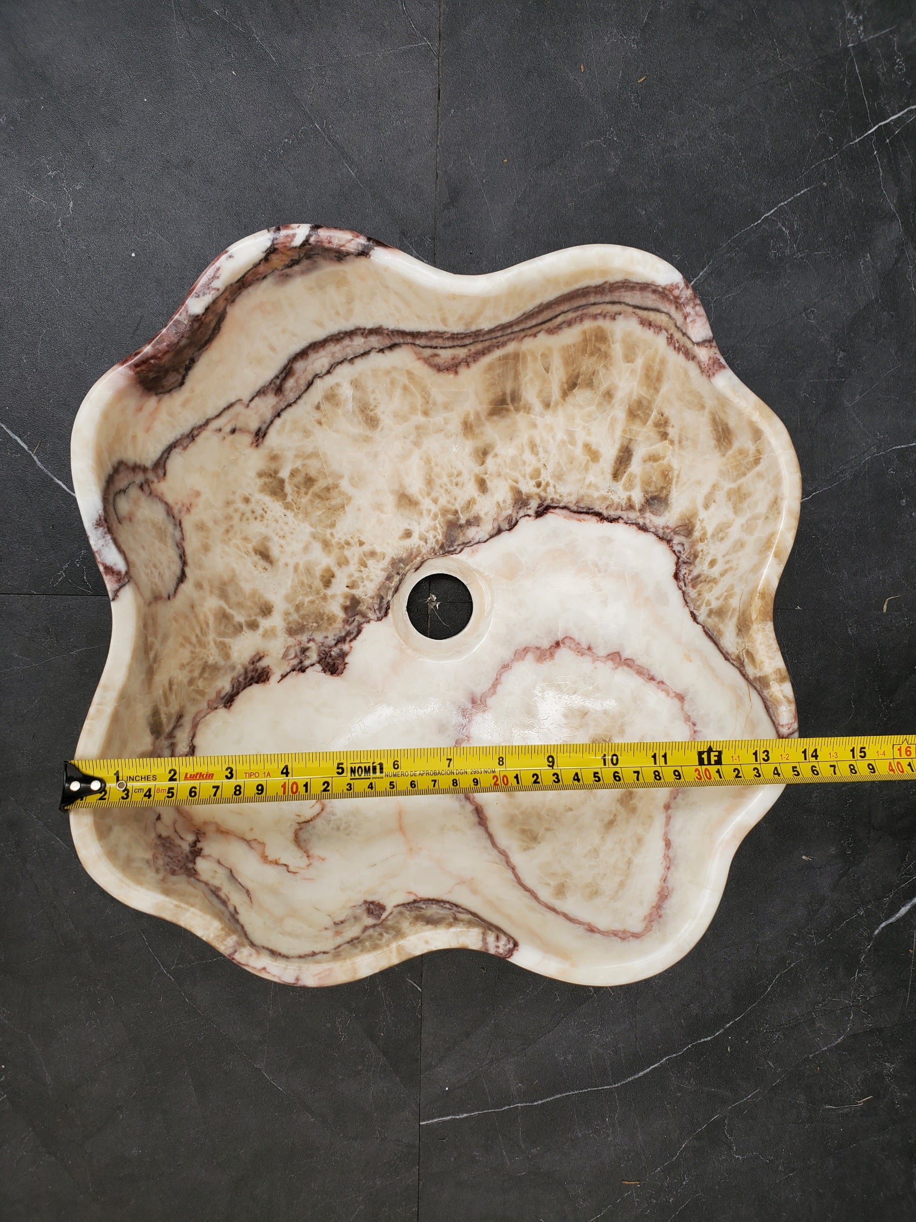S33_40 Onyx Stone Vessel Bathroom Sink - 17 x 13 inch