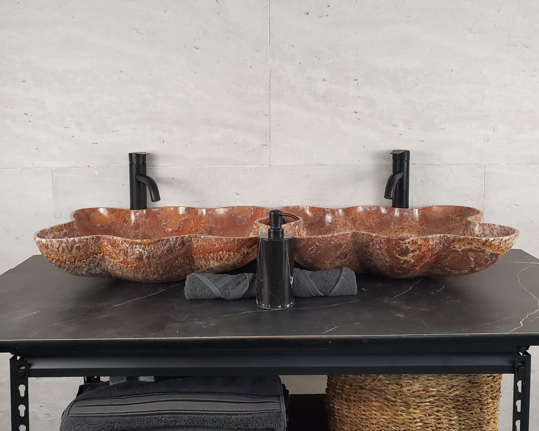 SET1032 Onyx Stone Vessel Sink Master Bathroom Set