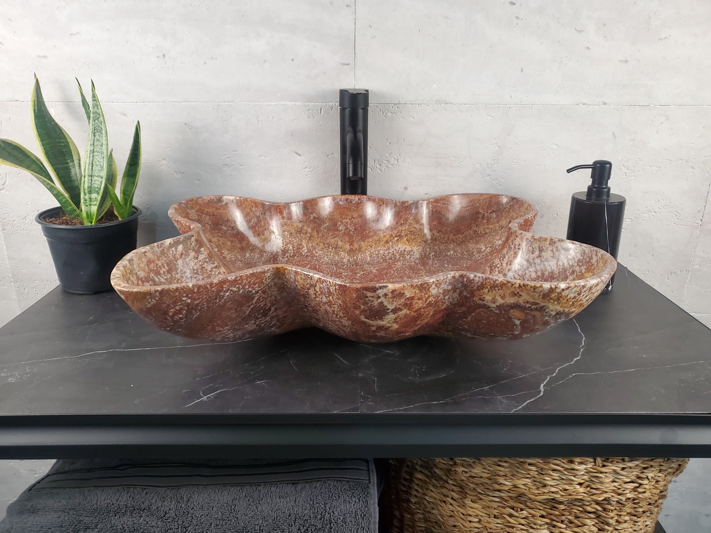 SET1032 Onyx Stone Vessel Sink Master Bathroom Set