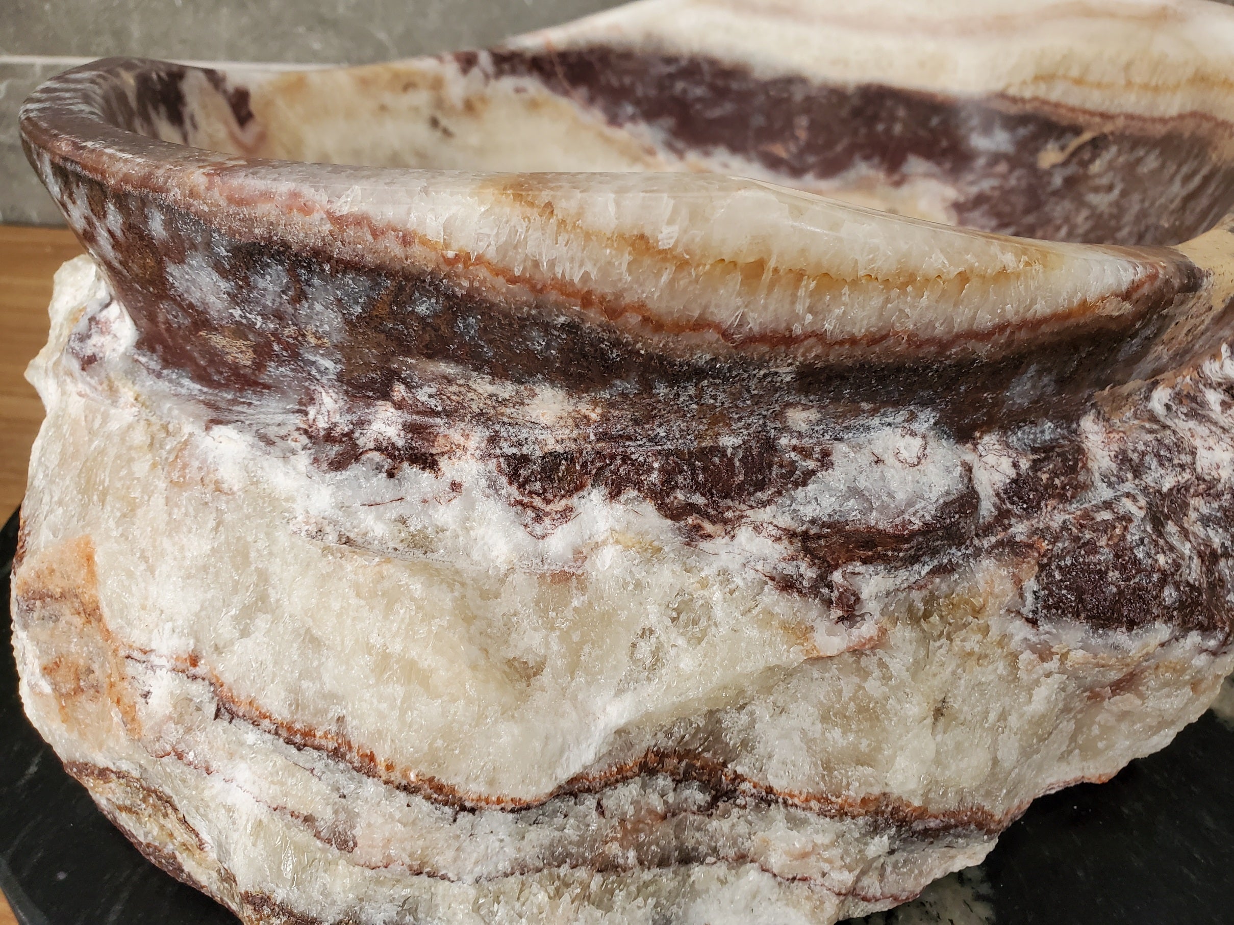 S31_09 Serpentine Onyx Stone Vessel Sink - 16 x 13.5 inch