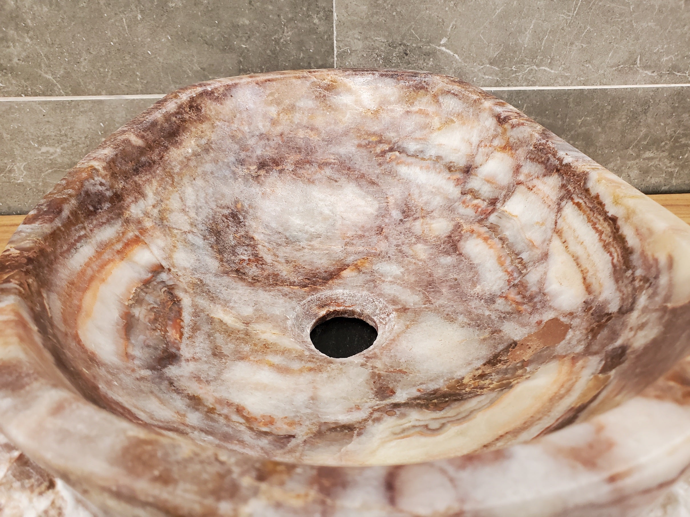 S31_10 Serpentine Onyx Stone Vessel Sink - 16.5 x 14 inch