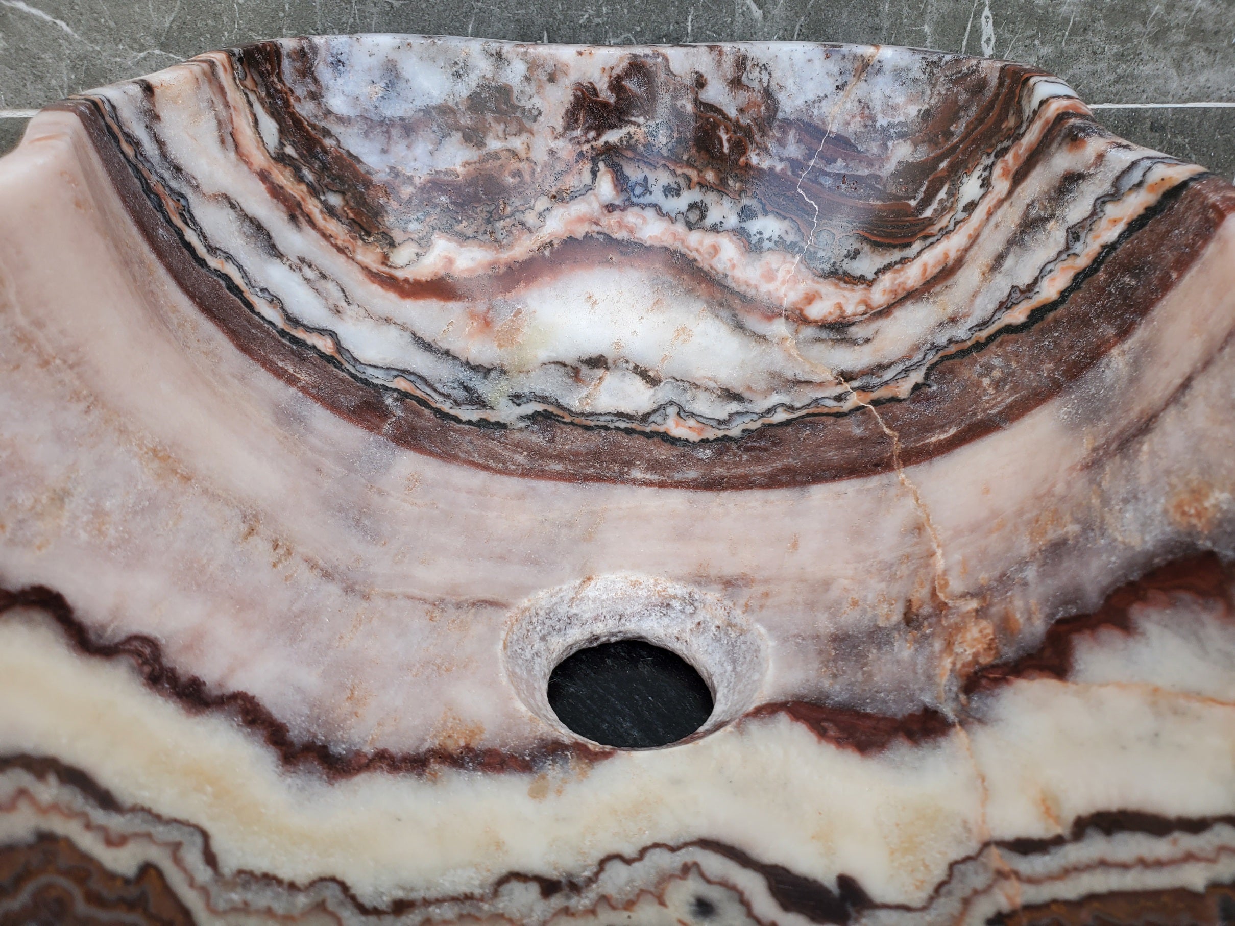 S31_07 Serpentine Onyx Stone Vessel Sink - 17.5 x 12 inch