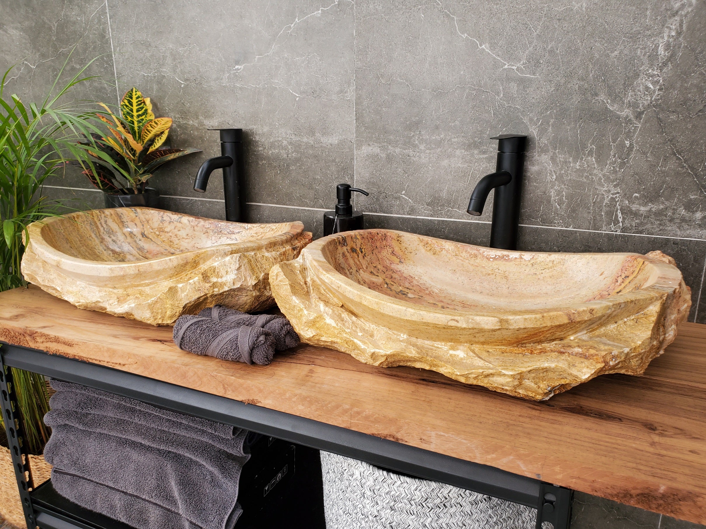 SET3164 Oval Marble Stone Vessel Sink (Set of 2)