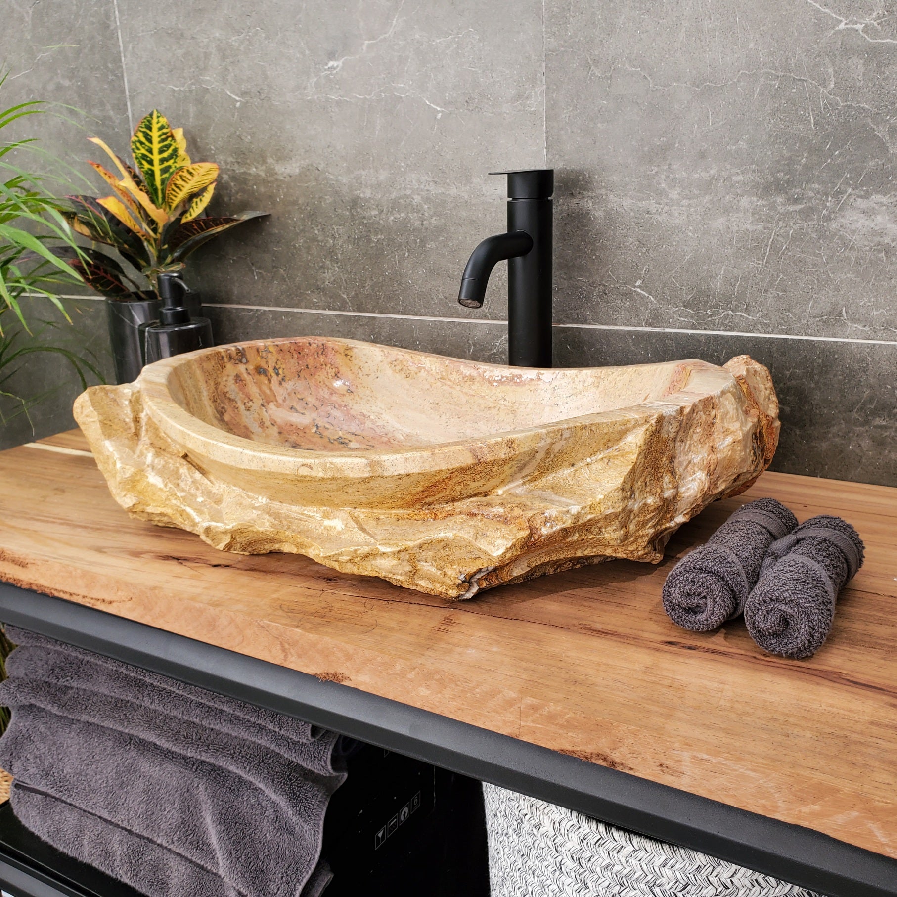 SET3164 Oval Marble Stone Vessel Sink (Set of 2)