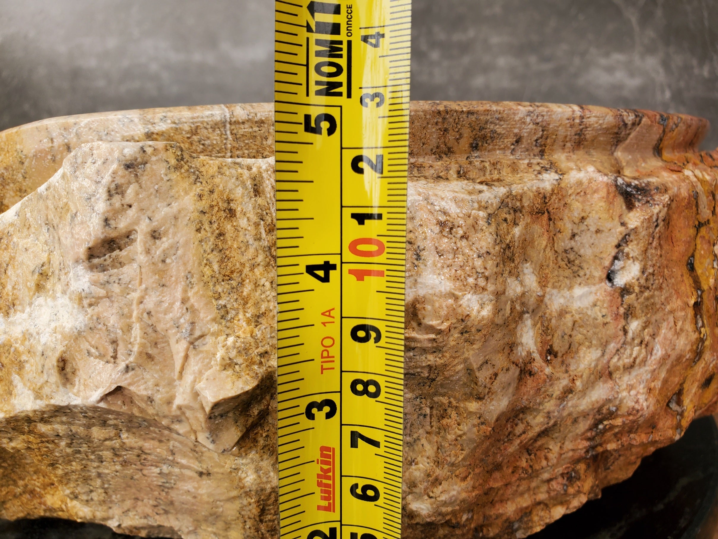 S31_34 Oval Travertine Chiseled Vessel Bathroom Sink