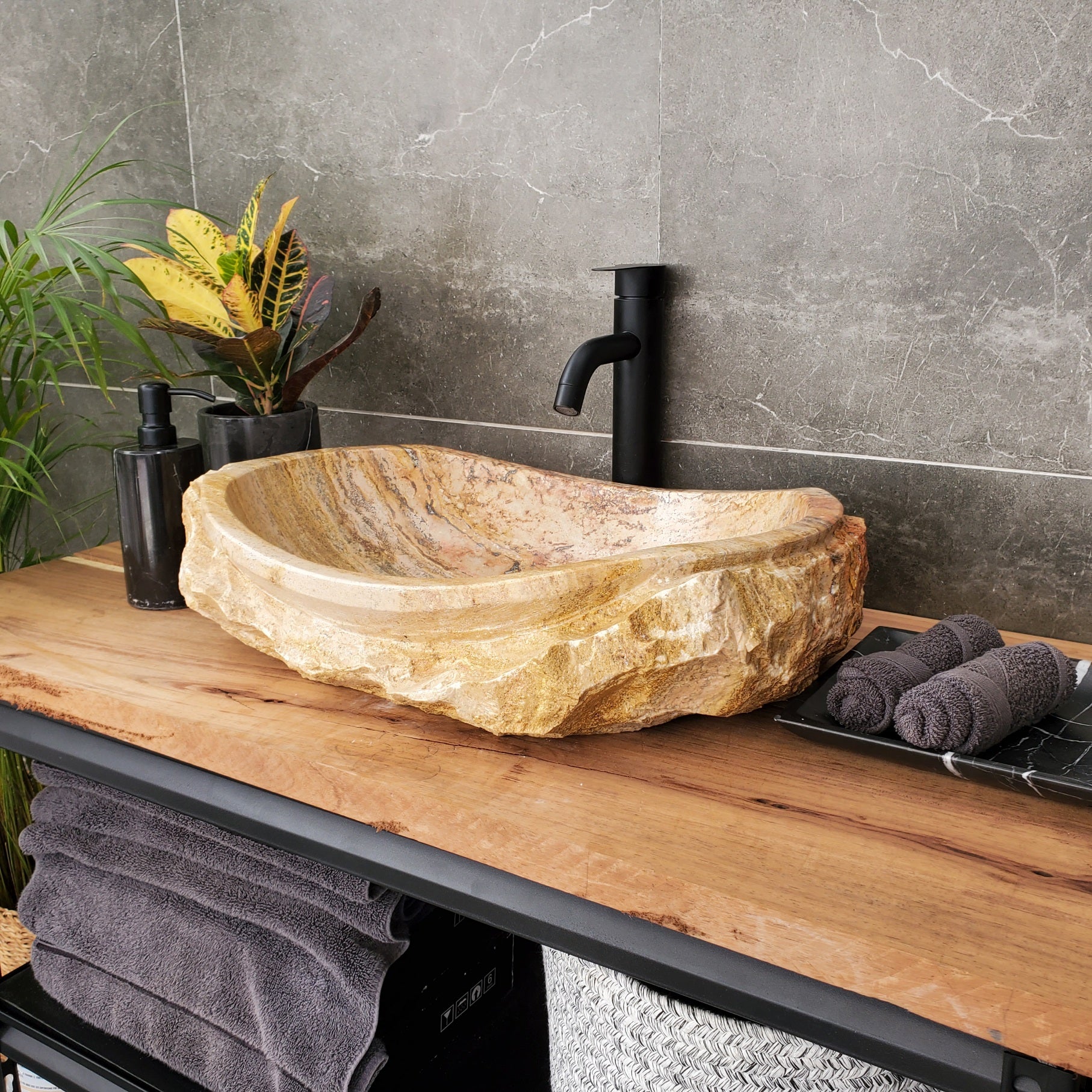 SET3164 Oval Marble Stone Vessel Sink (Set of 2)