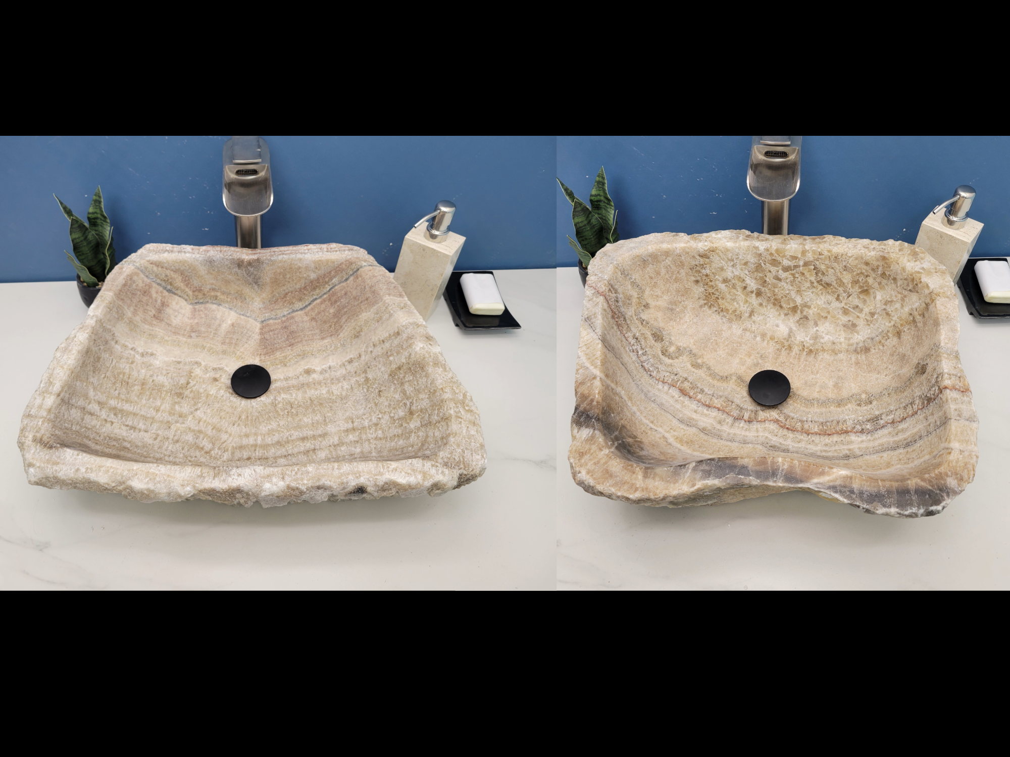 SET1022 Onyx Stone Vessel Bathroom Sink (Set of Two)