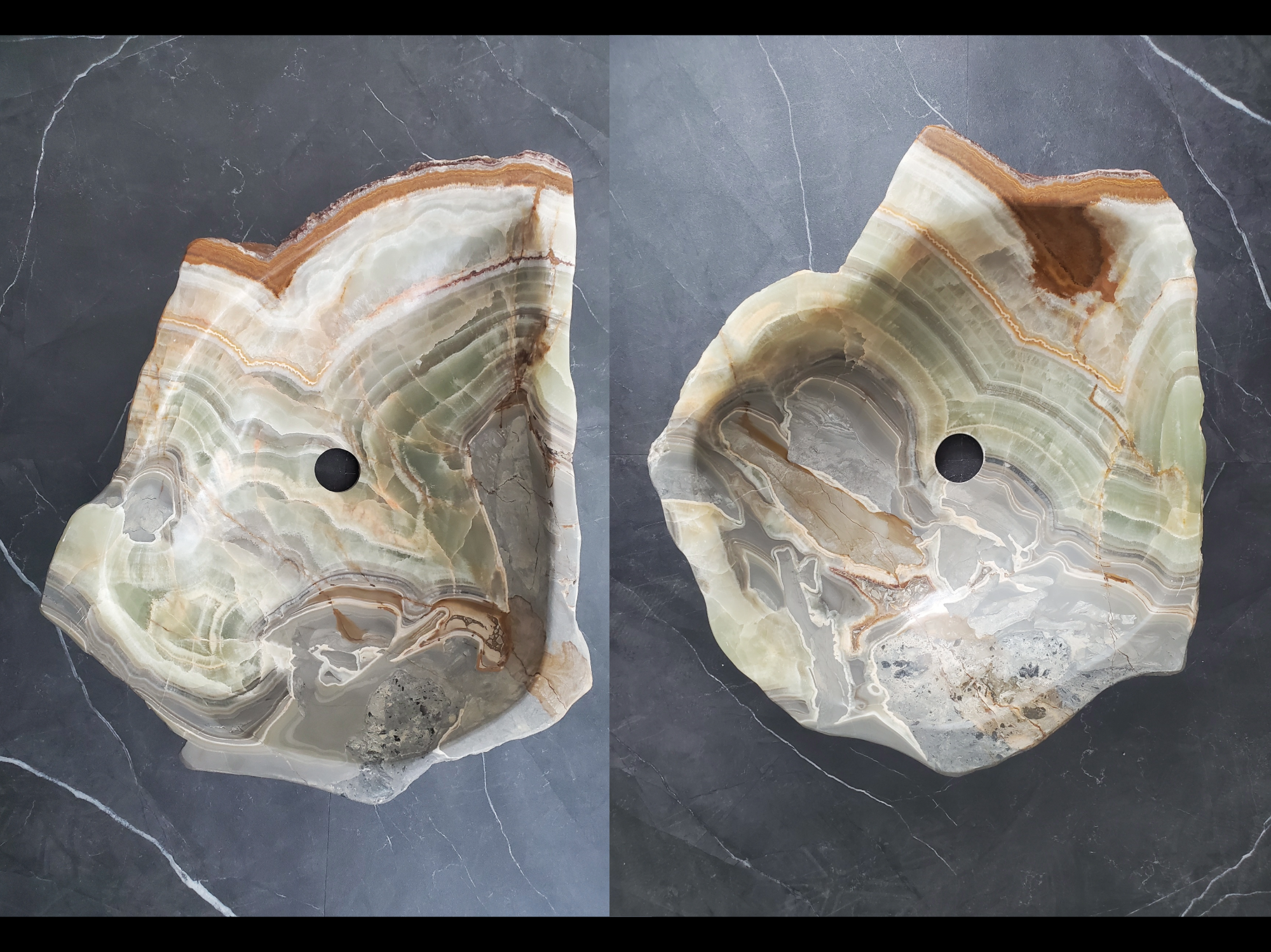 SET1029 Onyx Stone Vessel Bathroom Sink (Set of Two)