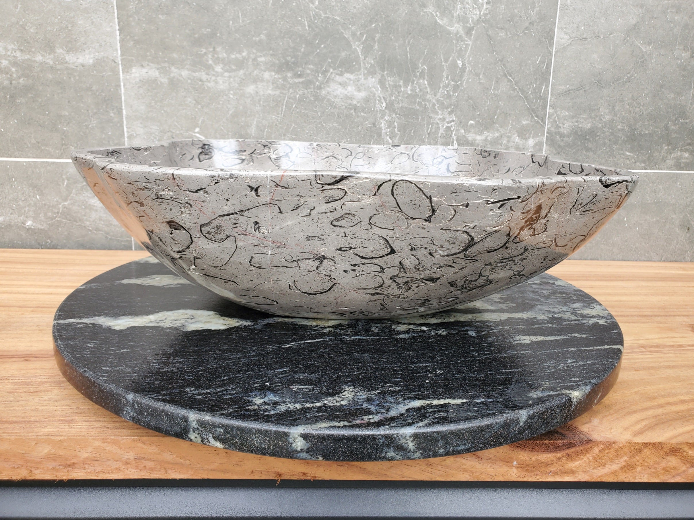 S32_18 Marble Vessel Bathroom Sink - 17 x 16.5 inch