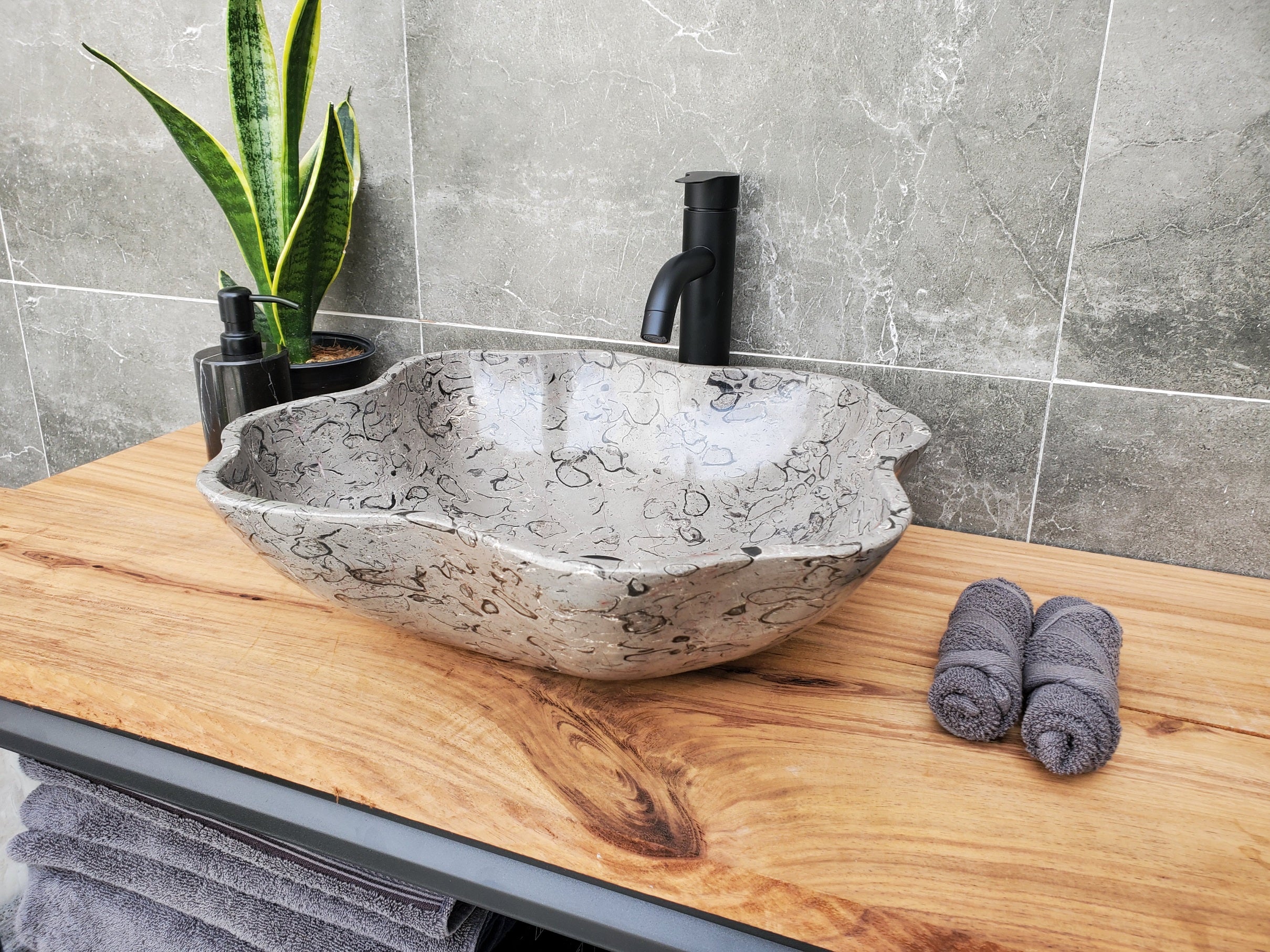 S32_18 Marble Vessel Bathroom Sink