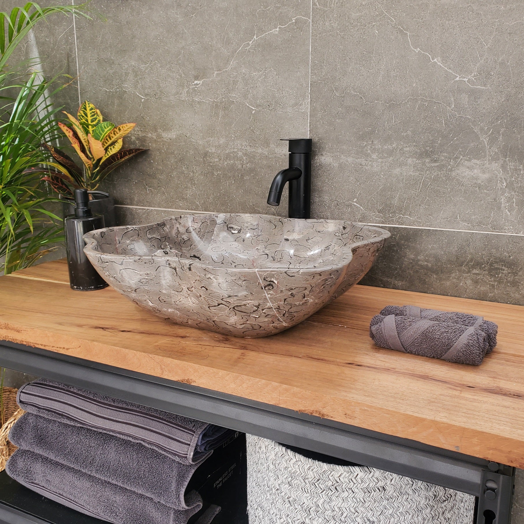 S32_19 Marble Vessel Bathroom Sink