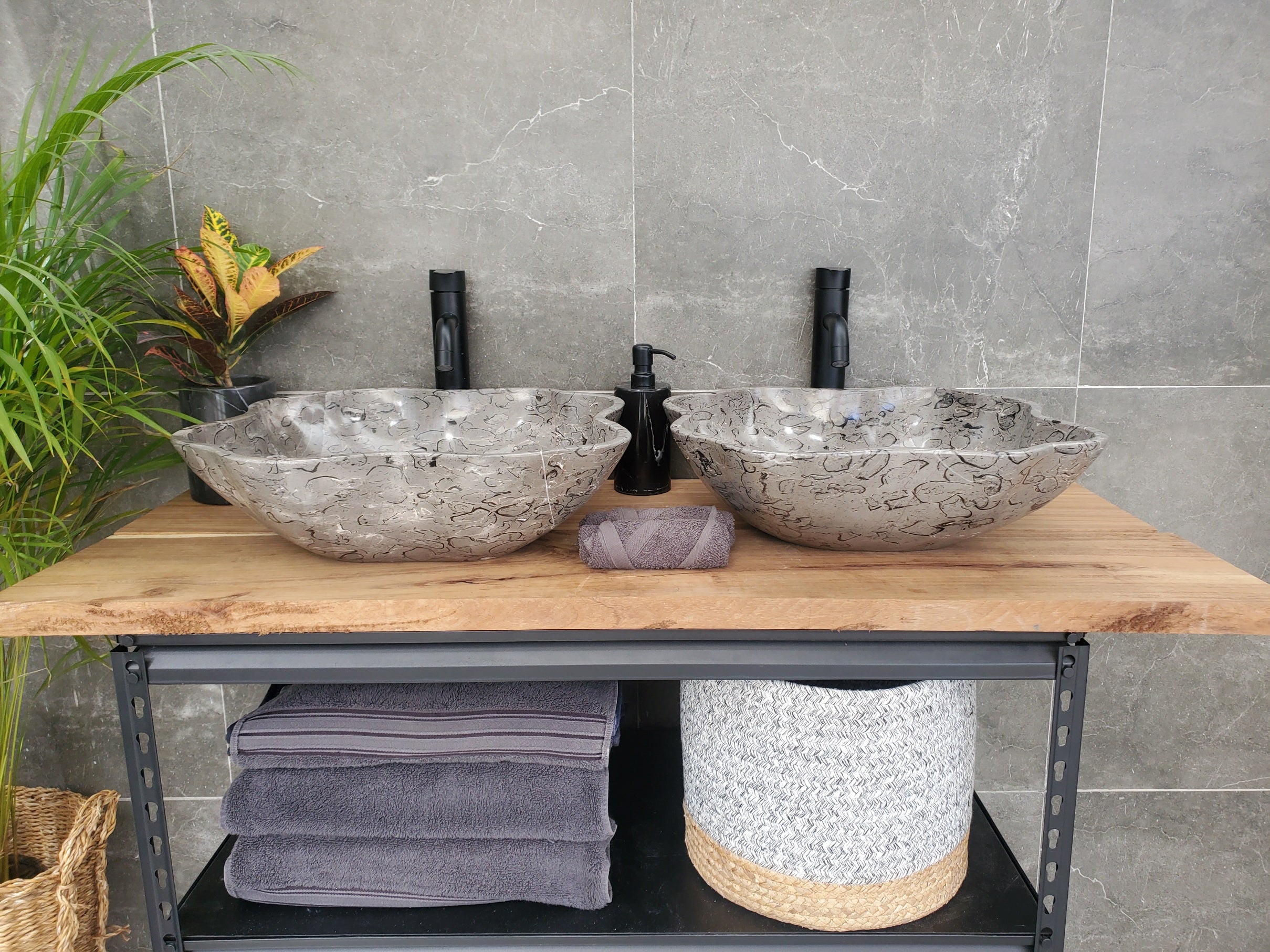 SET3204 Marble Stone Vessel Sink Set