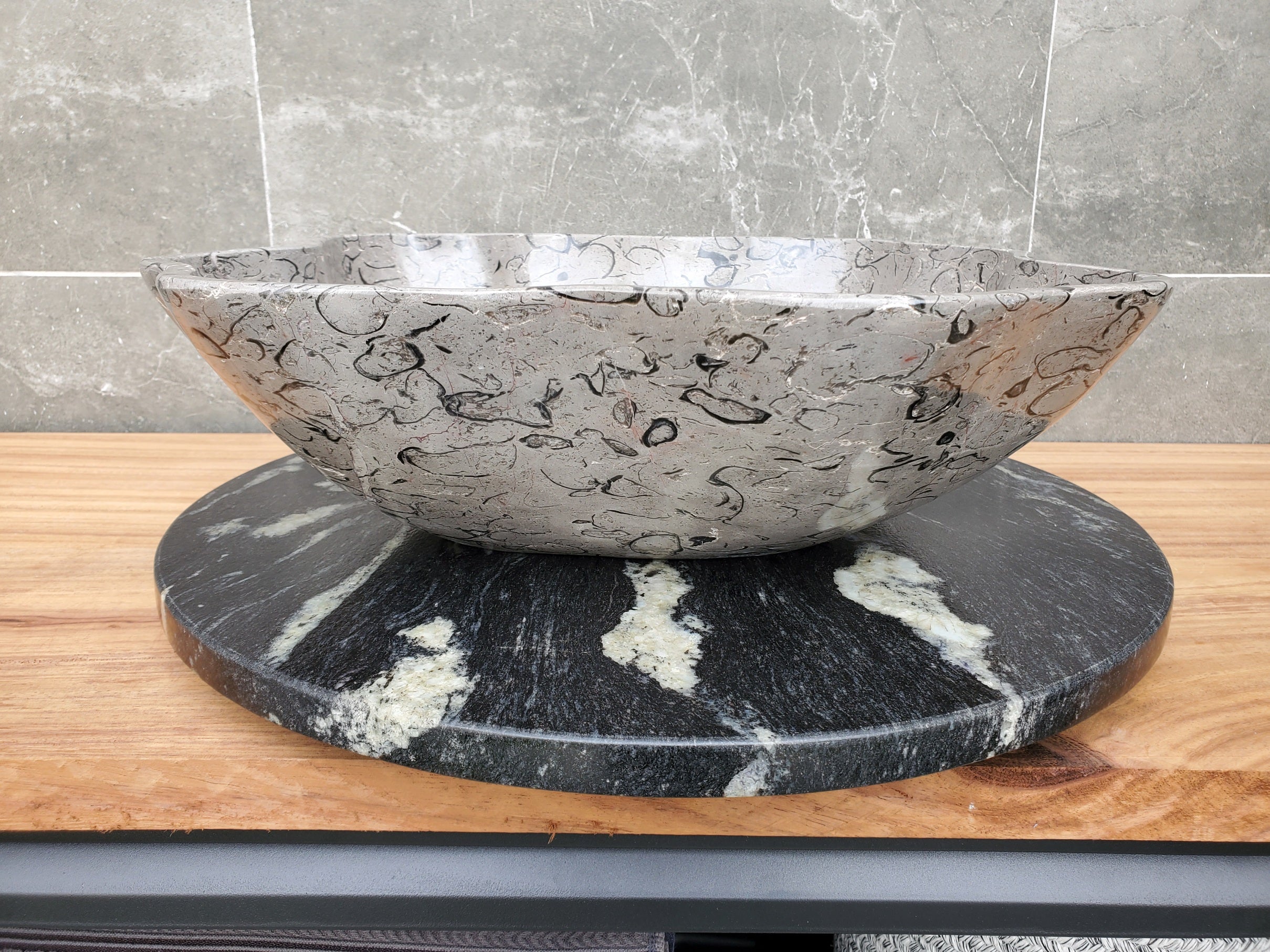 S32_18 Marble Vessel Bathroom Sink - 17 x 16.5 inch