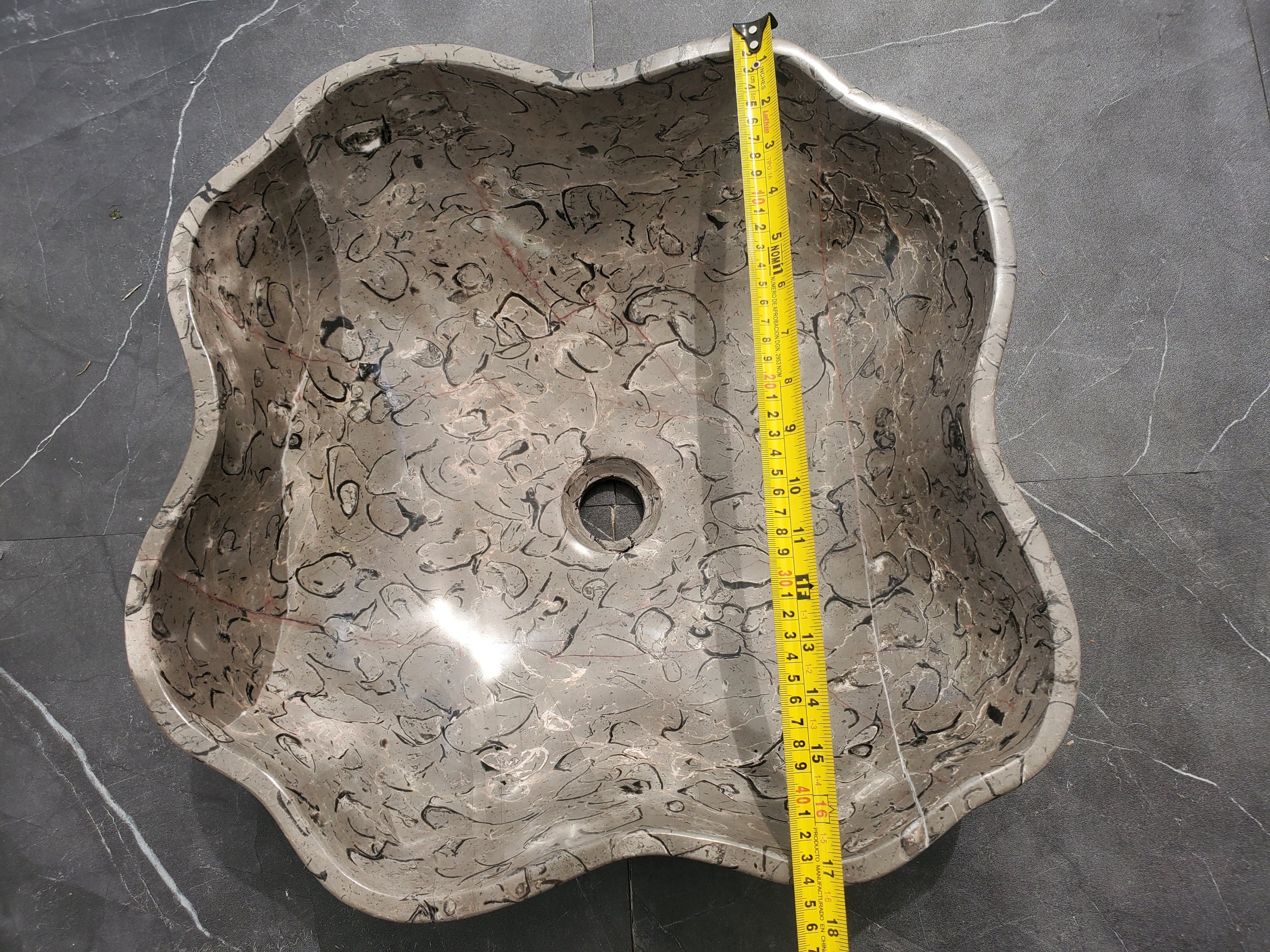 S32_19 Marble Vessel Bathroom Sink - 18 x 17 inch