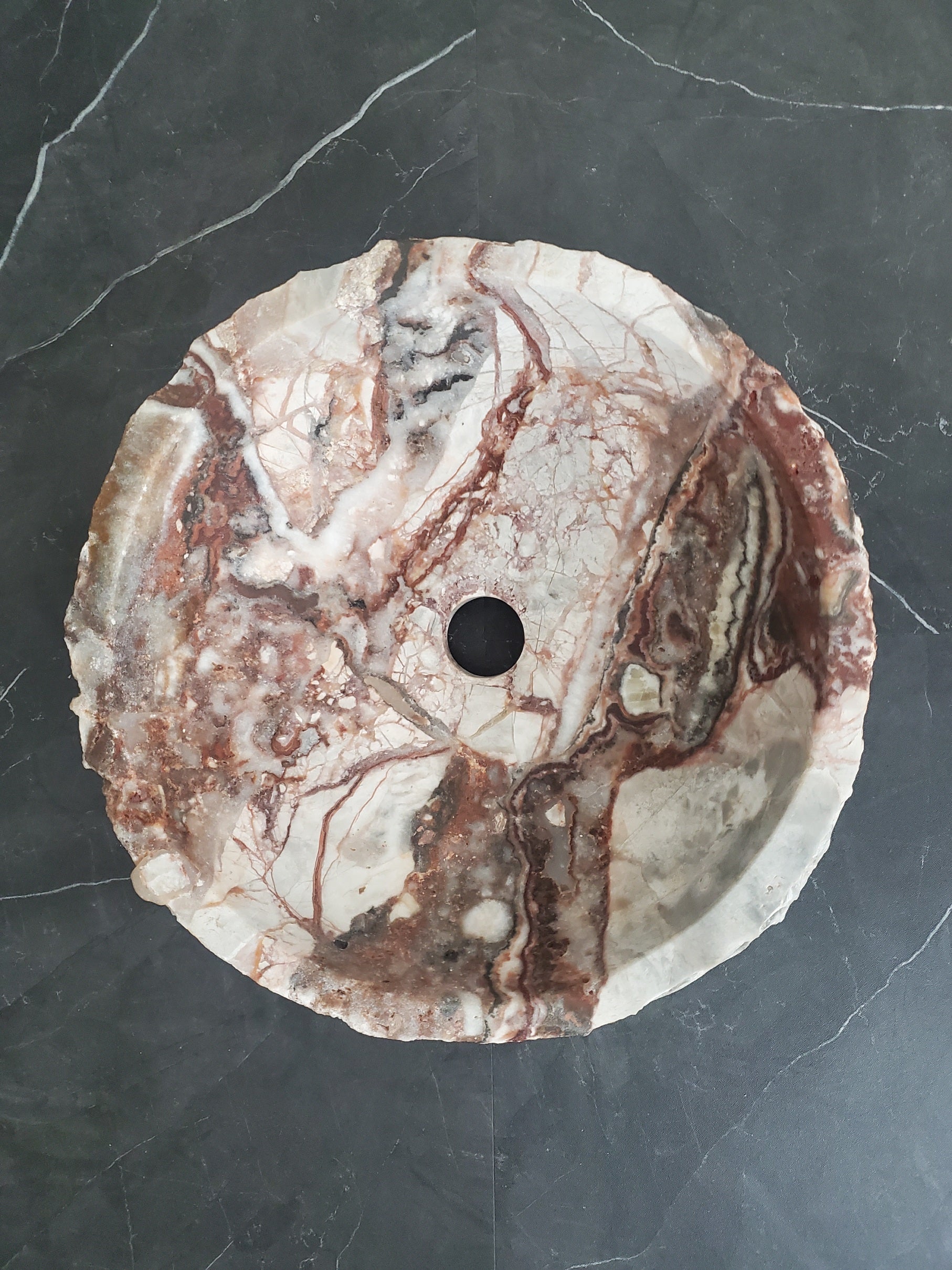 SET1017 Serpentina Onyx Stone Vessel Sink Pair (Round)