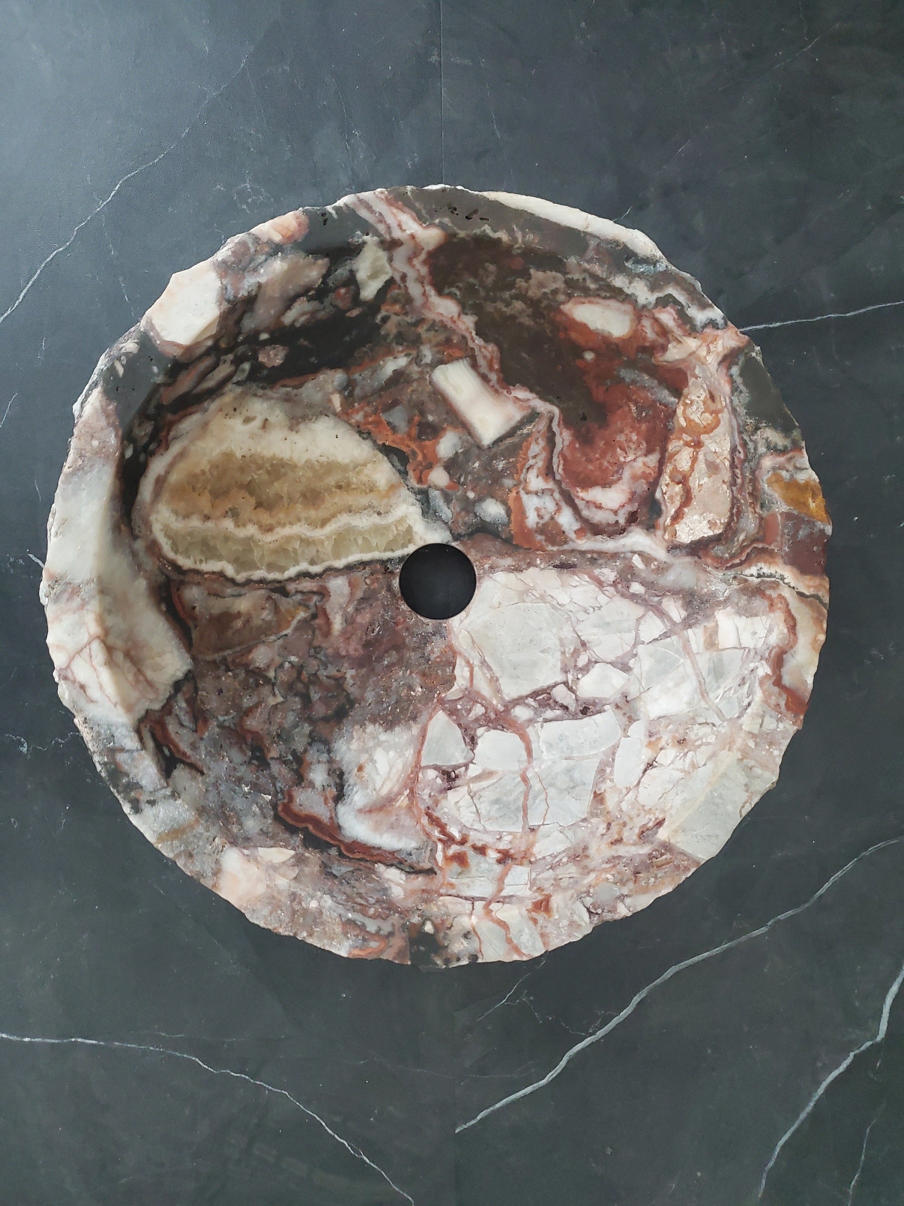 S26_02 Serpentina Onyx Stone Vessel Sink (Round)