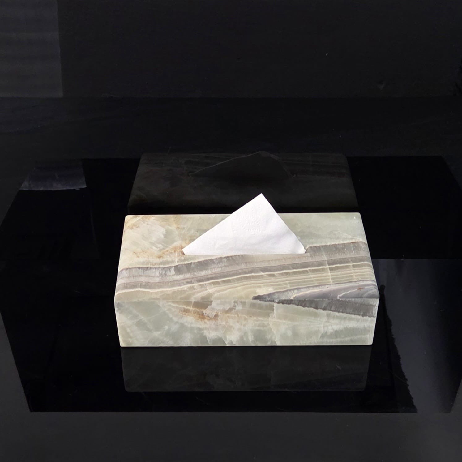 TCRec_17 Green Onyx Stone Tissue Box Cover