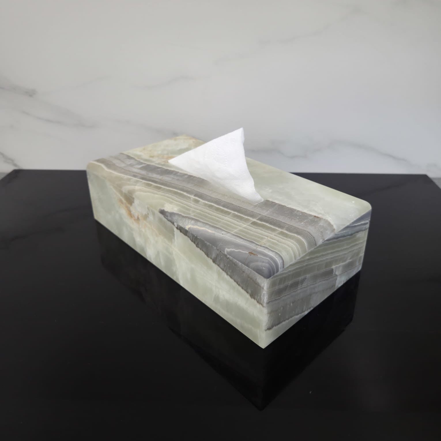 TCRec_17 Green Onyx Stone Tissue Box Cover