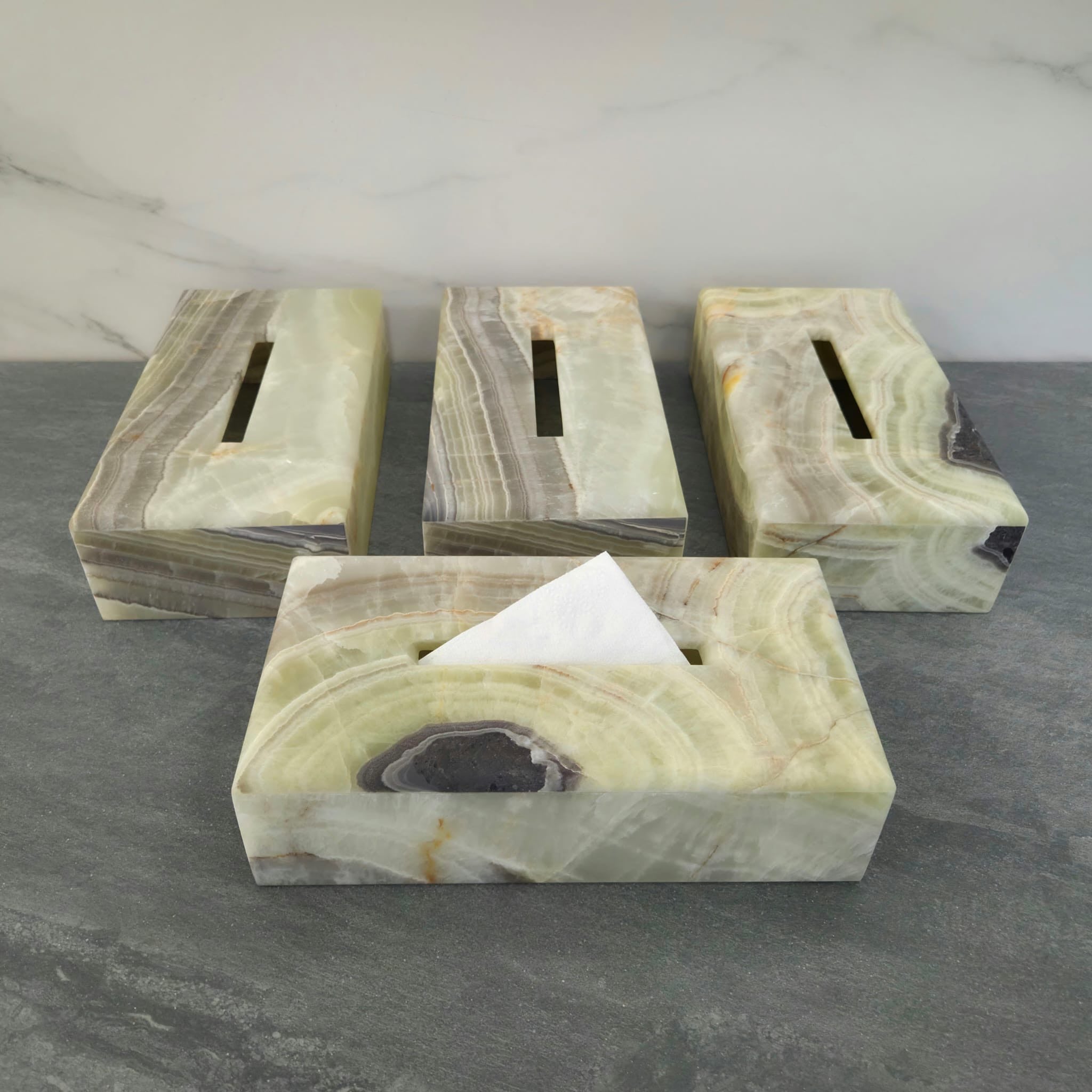 TCRec_17 Green Onyx Stone Tissue Box Cover