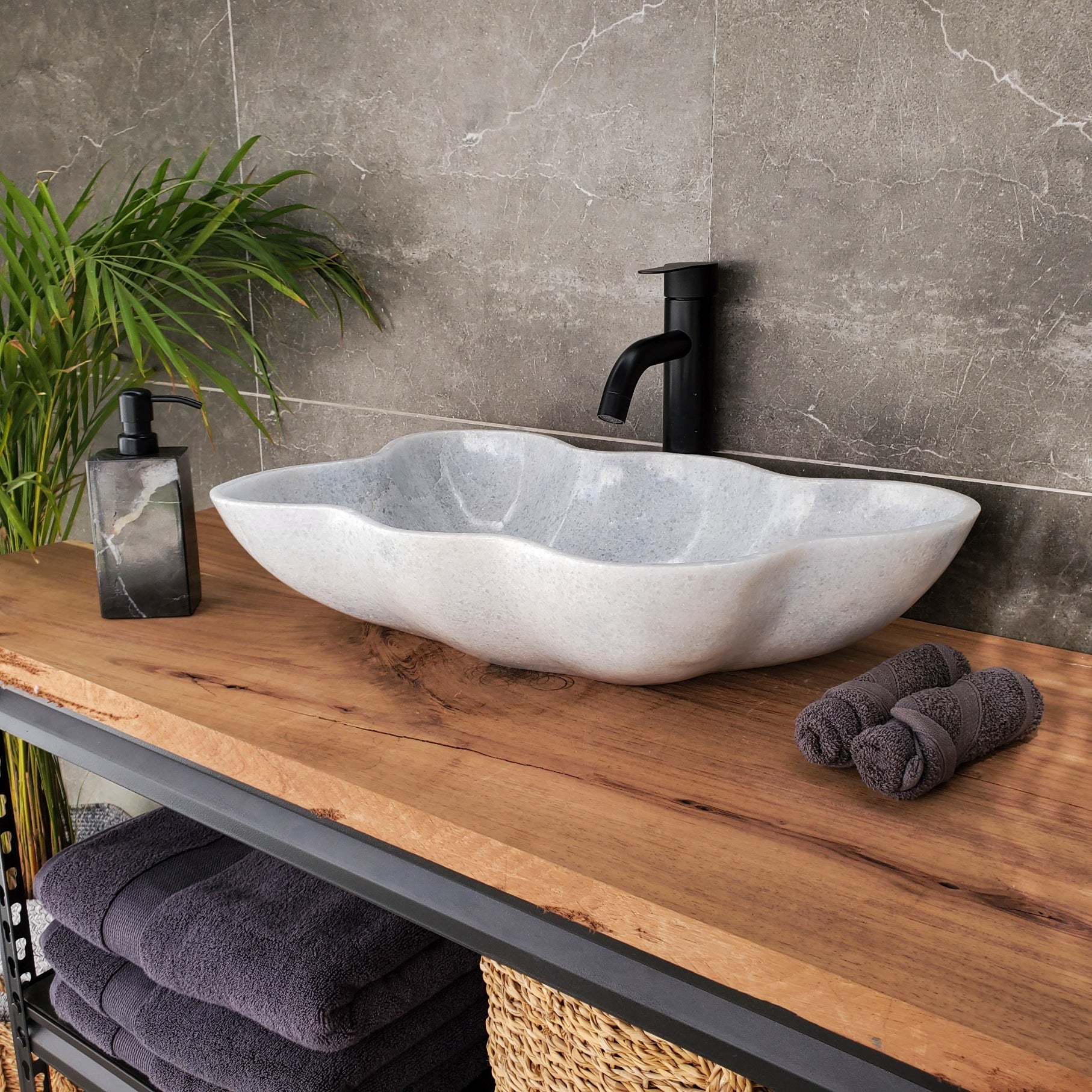 SET3305 Marble Stone Master Bath Set of 2 (Two) Vessel Sinks