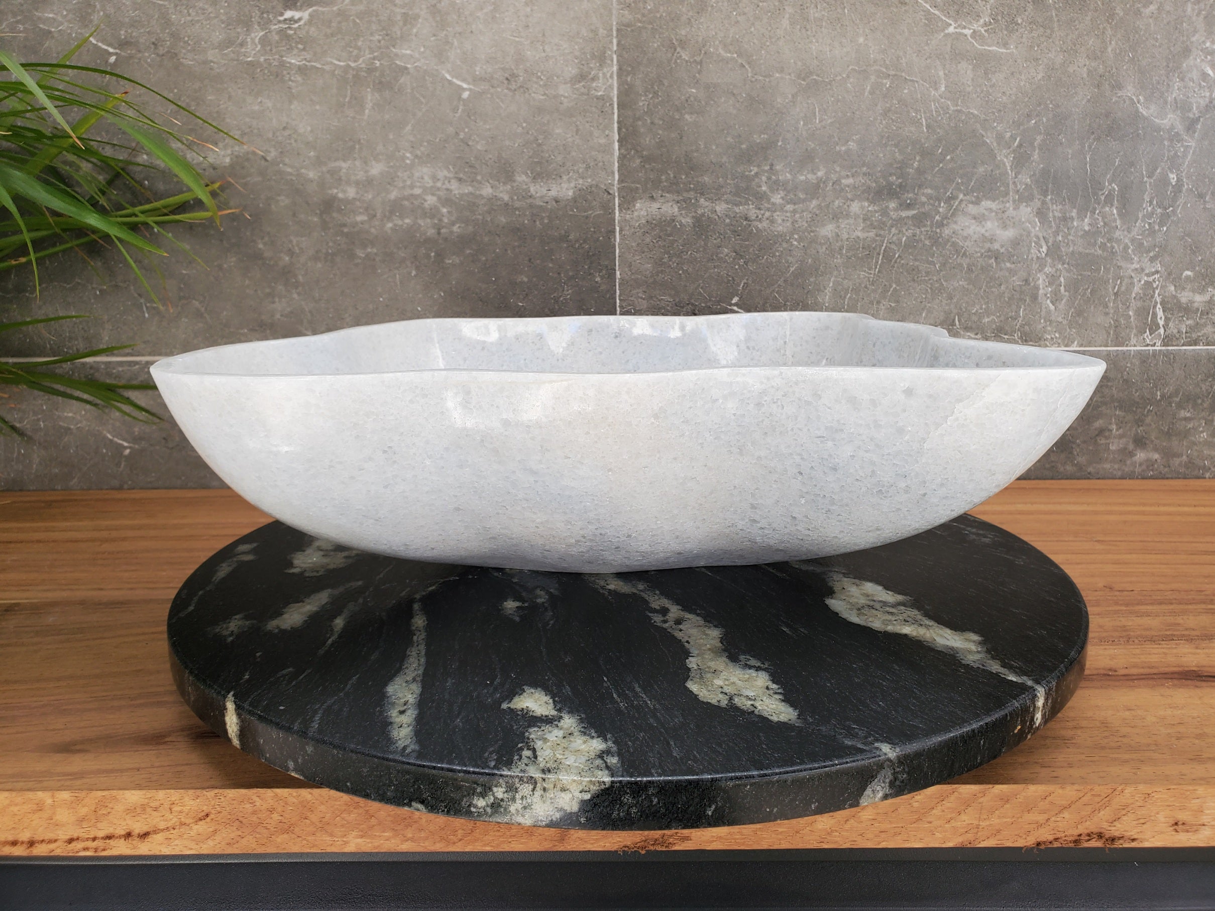 S33_27 Gray Marble Bathroom Vessel Sink - 18 x 14 inch