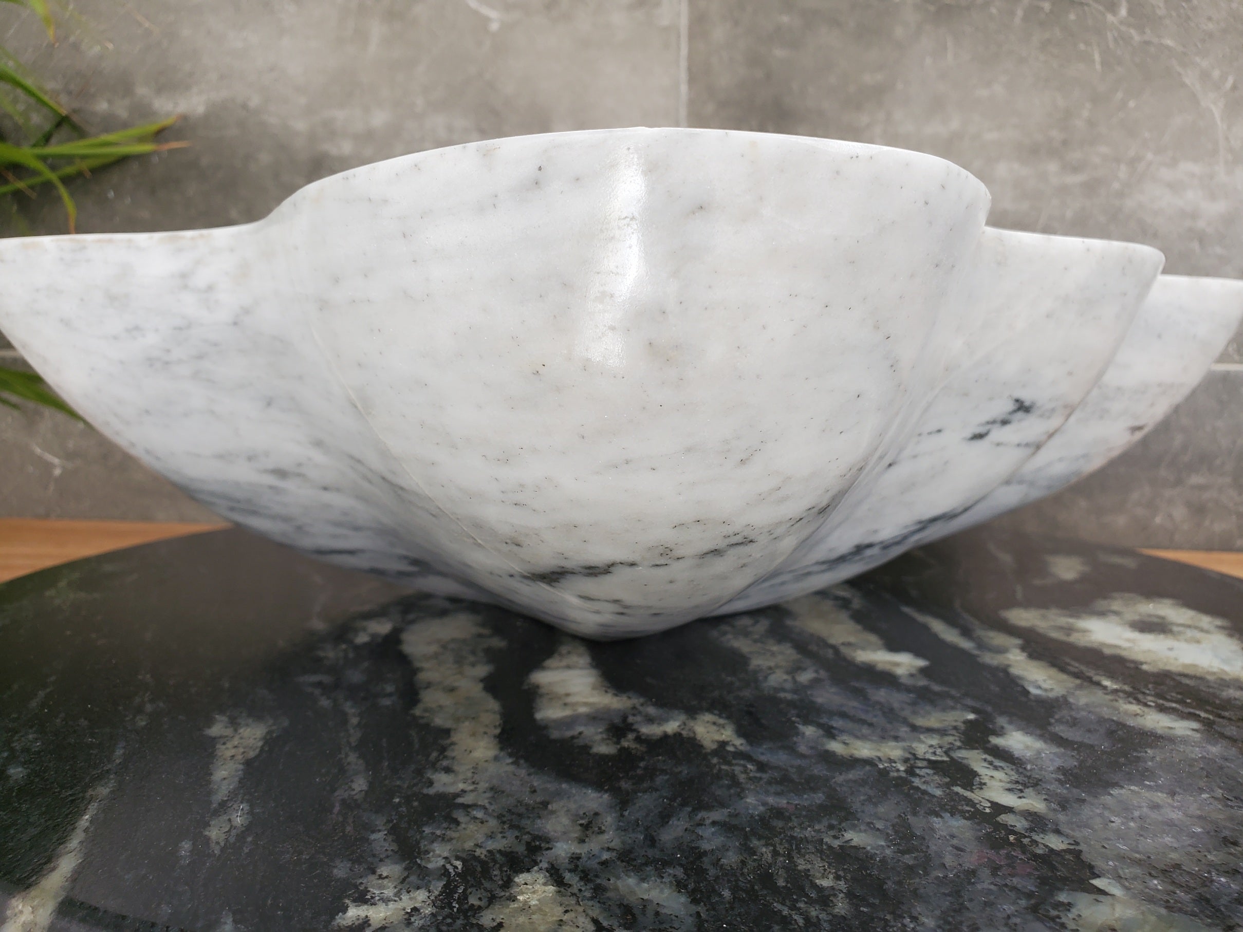 S33_30 White Marble Bathroom Vessel Sink - 16 x 15 inch