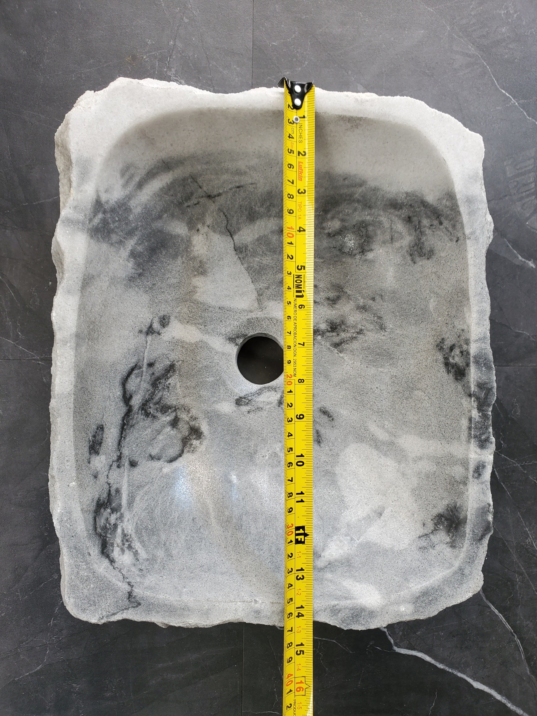 S36_03 Gray Marble Vessel Bathroom Sink, 14.5 x 12 Inch Bathroom Sinks Featured Marble Sinks Sinks