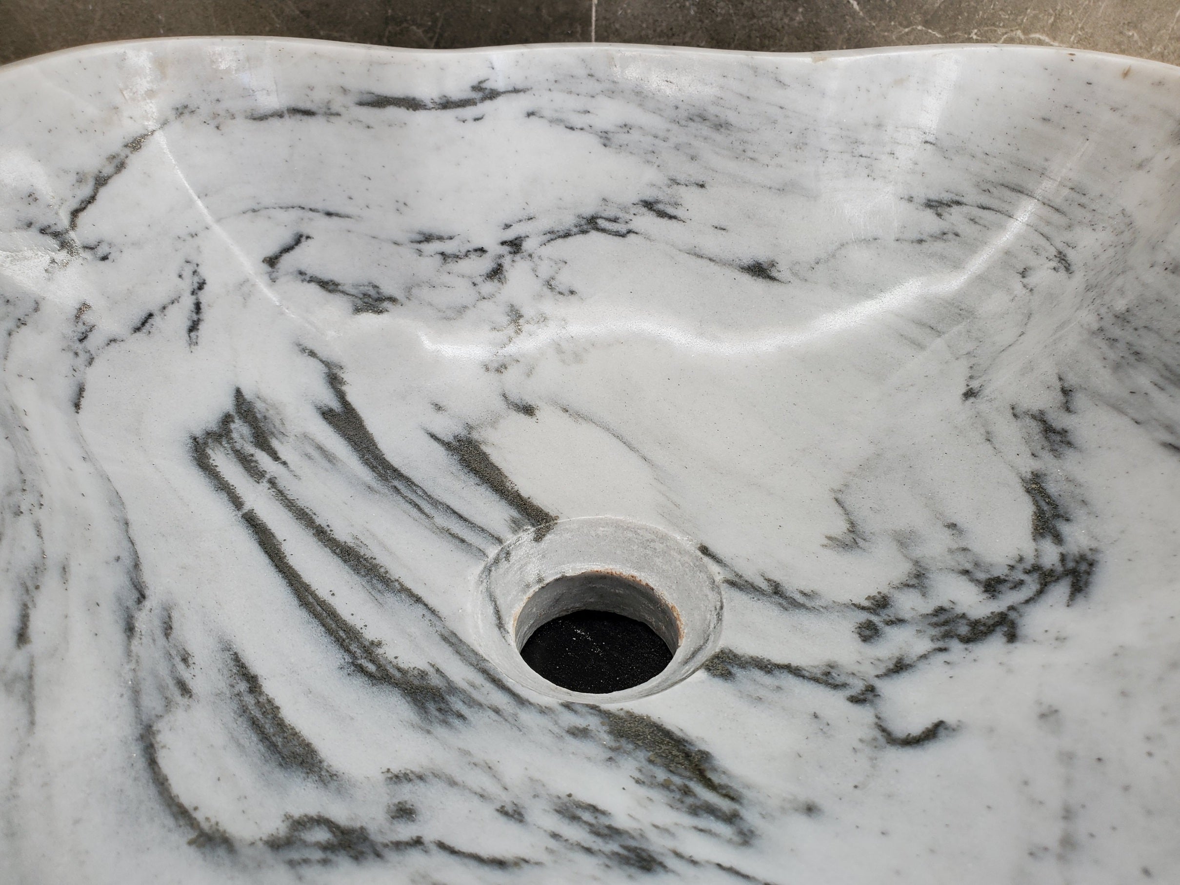 S33_30 White Marble Bathroom Vessel Sink