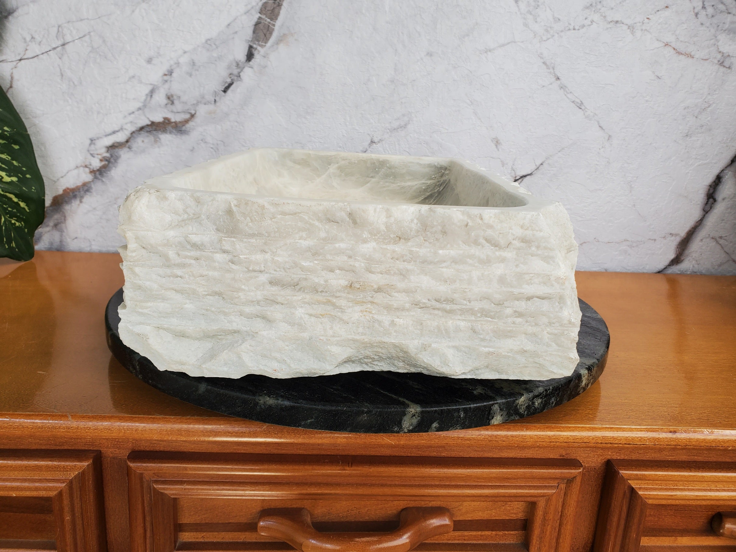 S36_01 White Marble Vessel Bathroom Sink, 19x12 Inch Bathroom Sinks Featured Marble Sinks Sinks