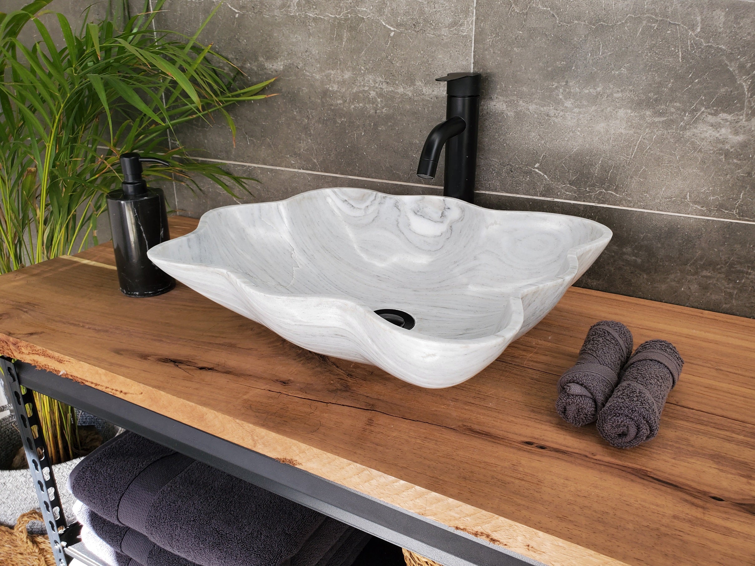 S33_31 Vego Marble Bathroom Vessel Sink - 18 x 16 inch