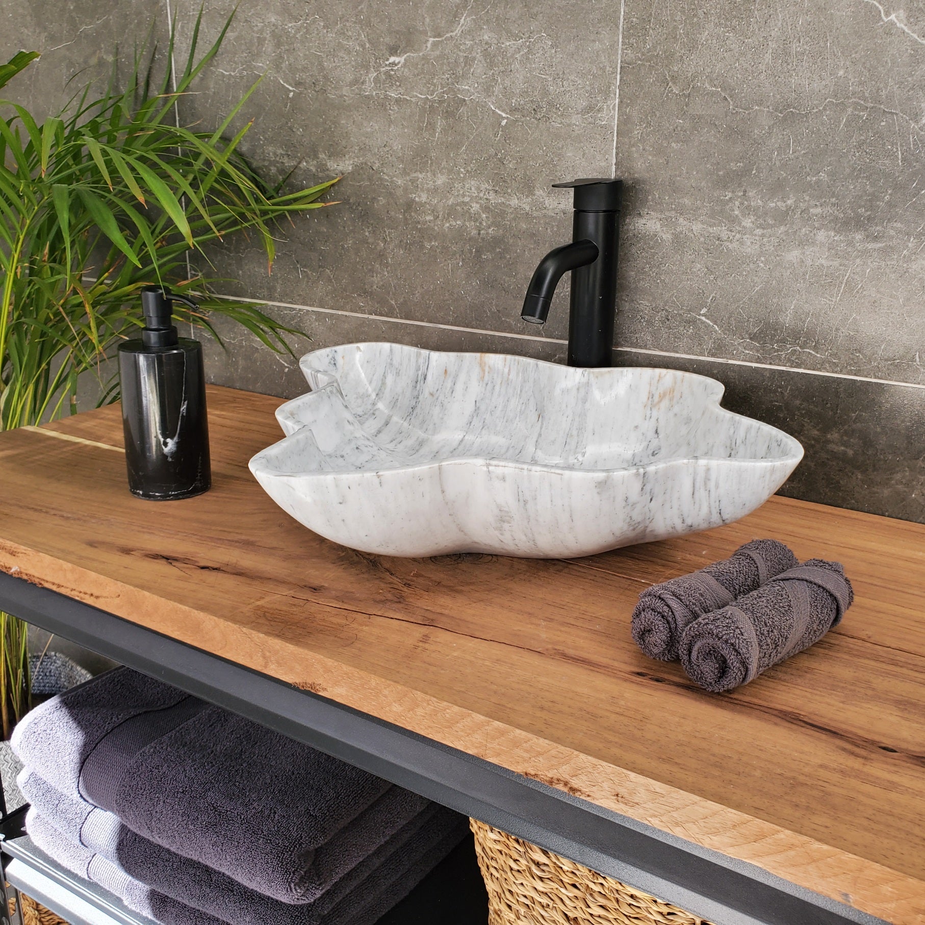 S33_32 Vego Marble Bathroom Vessel Sink - 17 x 15.5 inch