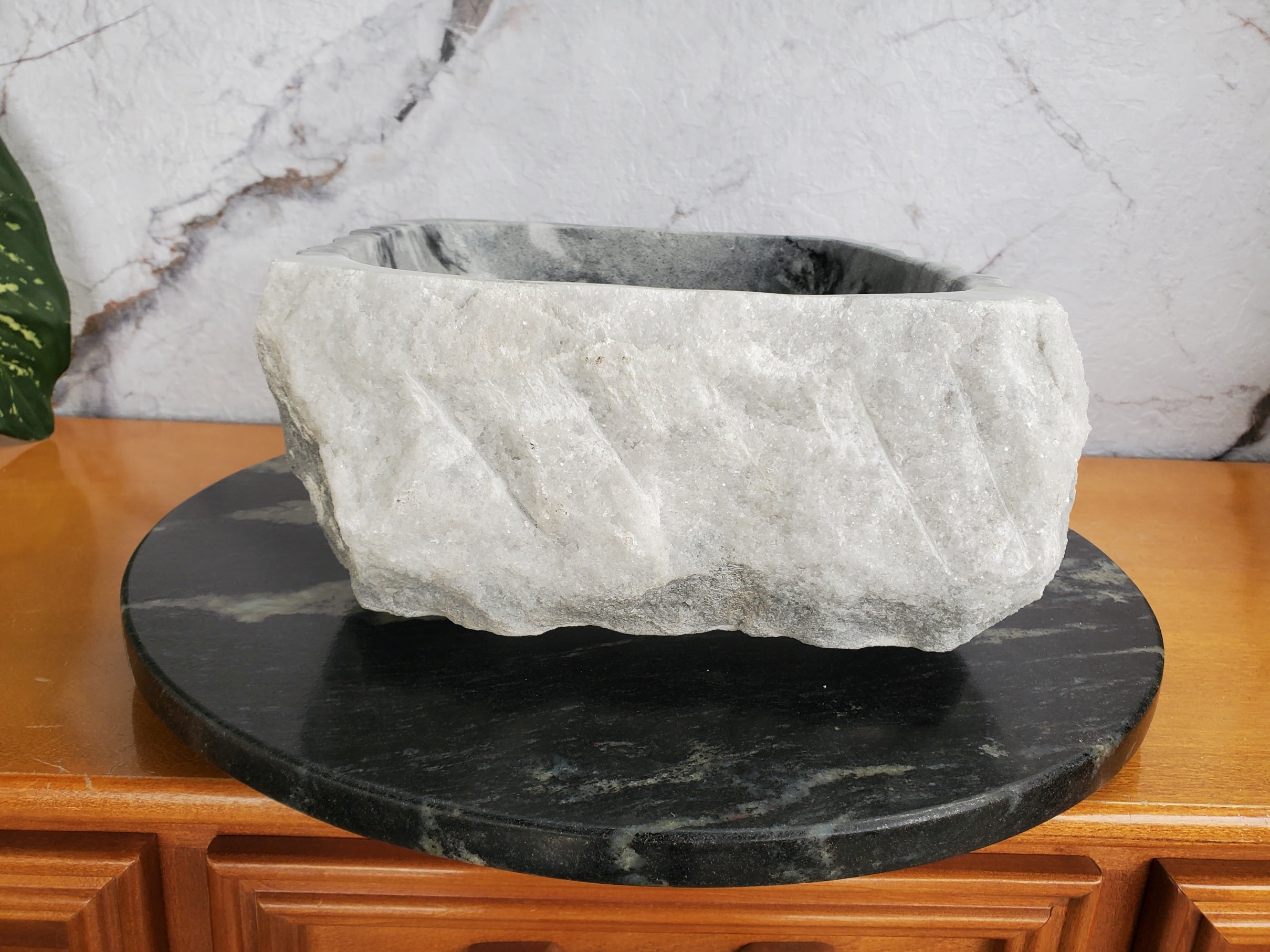 S36_03 Gray Marble Vessel Bathroom Sink, 14.5 x 12 Inch Bathroom Sinks Featured Marble Sinks Sinks