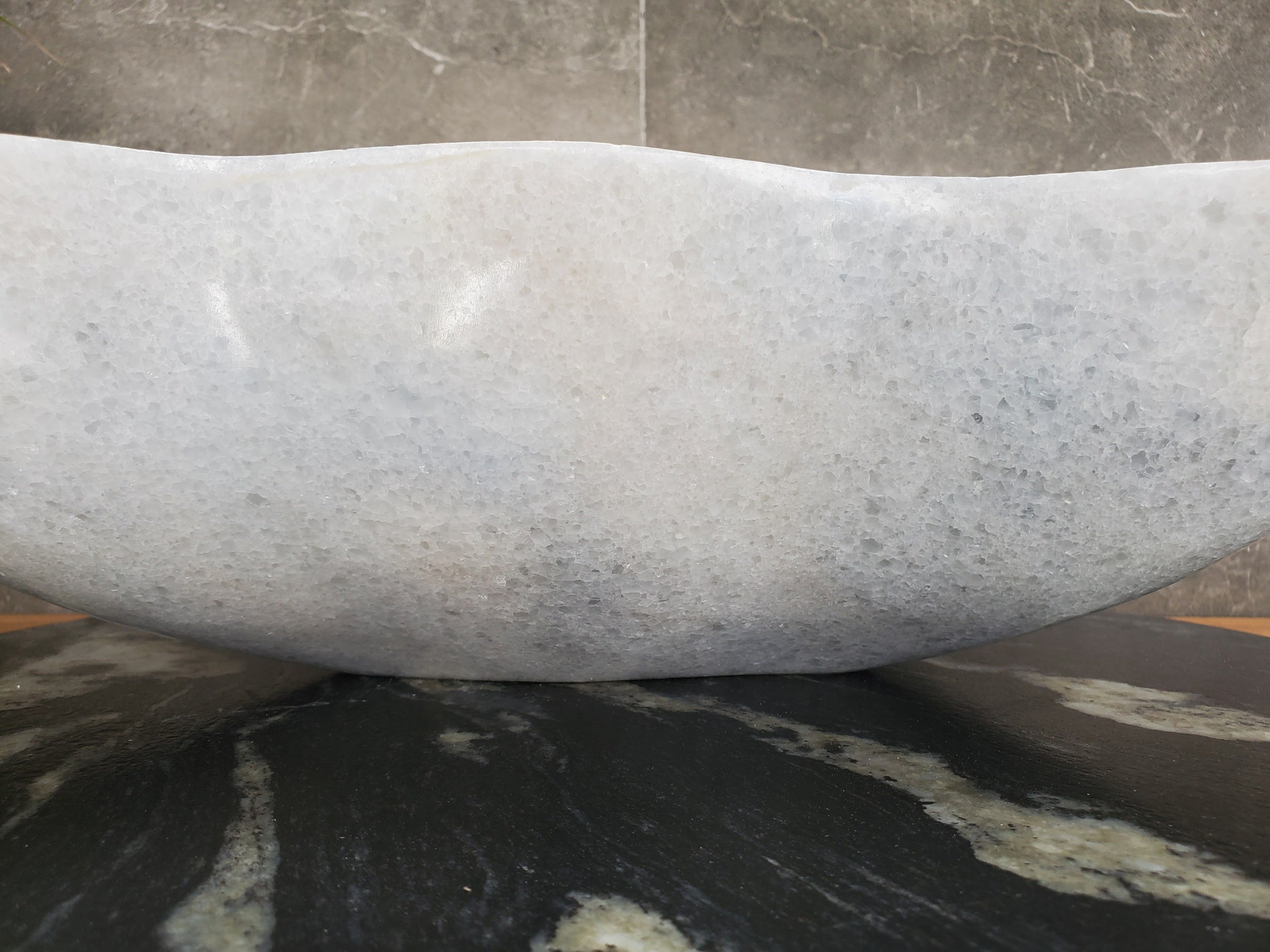 S33_27 Gray Marble Bathroom Vessel Sink - 18 x 14 inch