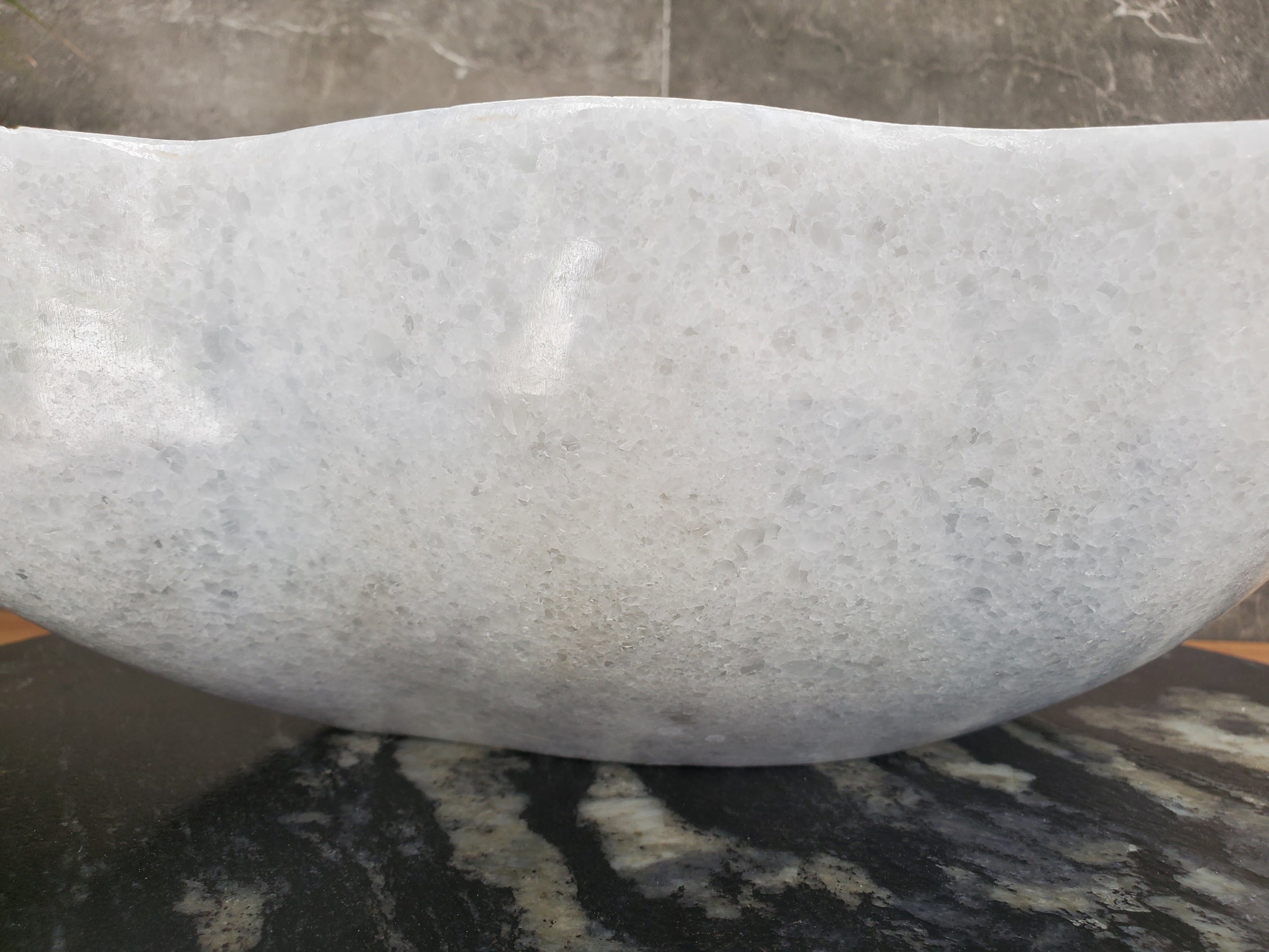 S33_27 Gray Marble Bathroom Vessel Sink - 18 x 14 inch