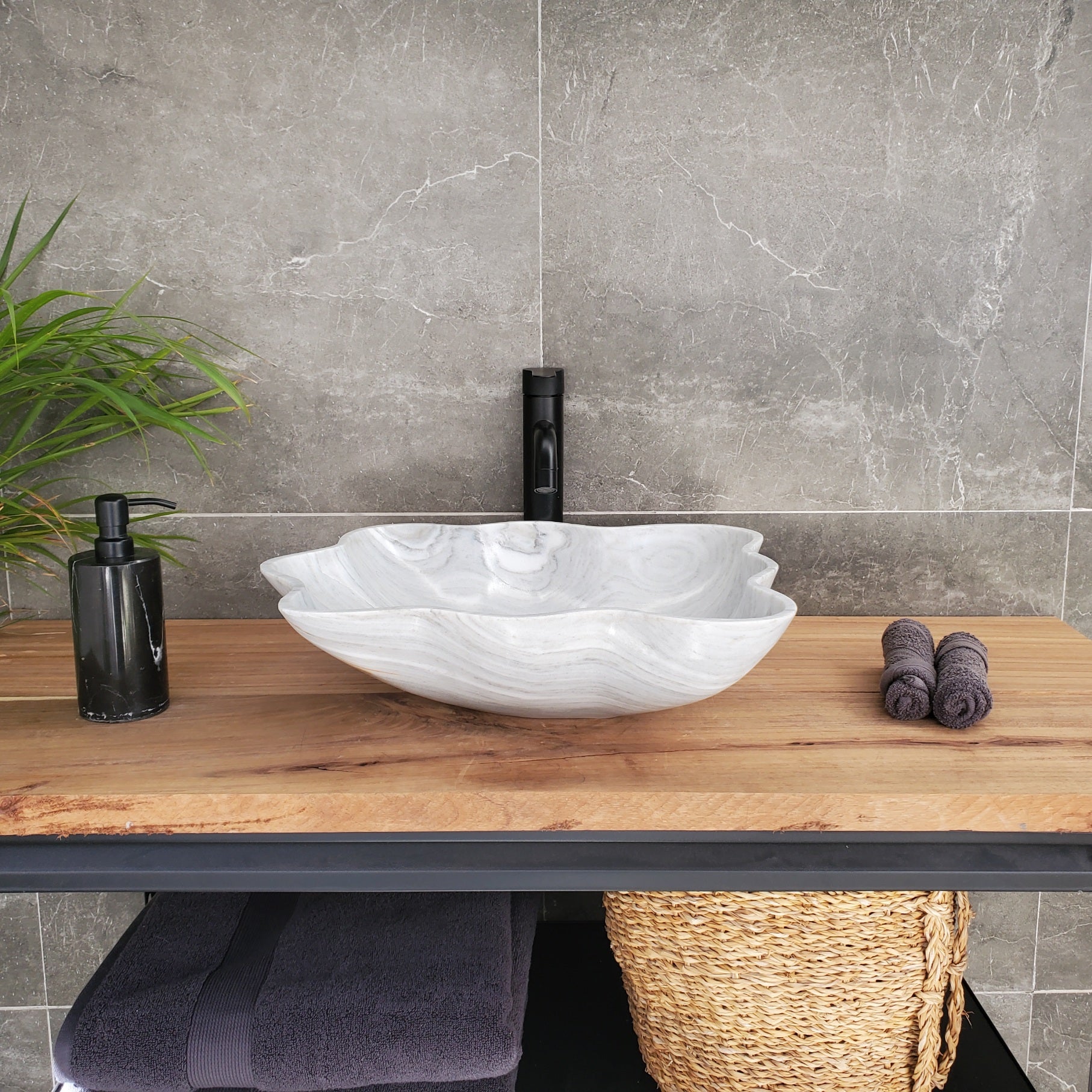 S33_31 Vego Marble Bathroom Vessel Sink - 18 x 16 inch