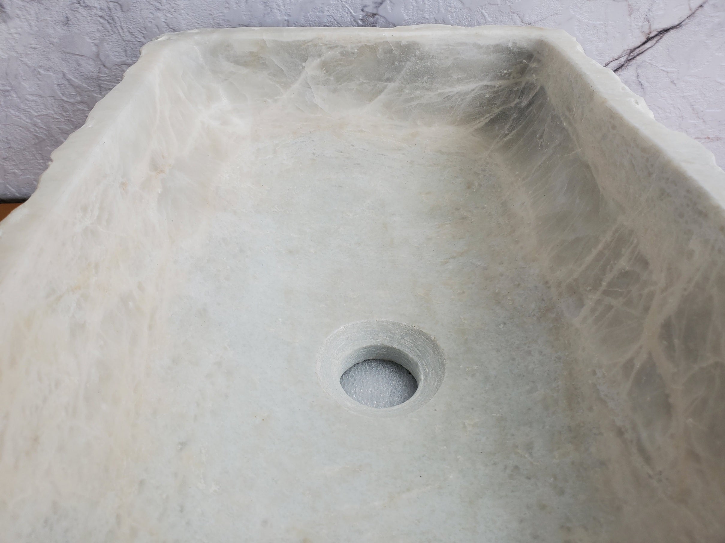 S36_01 White Marble Vessel Bathroom Sink, 19x12 Inch Bathroom Sinks Featured Marble Sinks Sinks