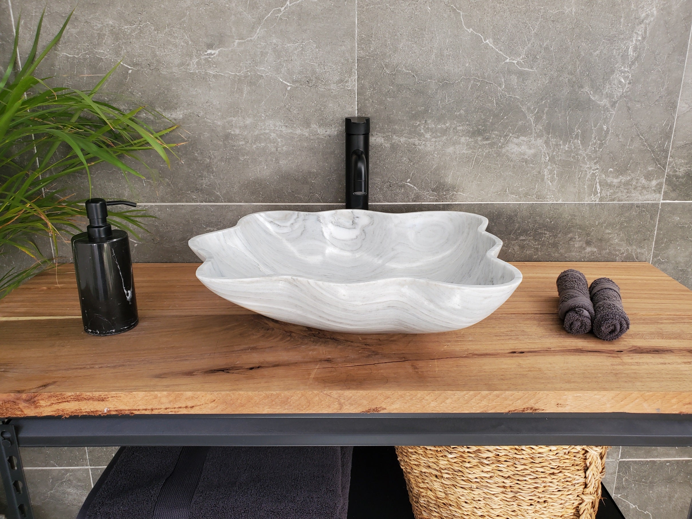 S33_31 Vego Marble Bathroom Vessel Sink - 18 x 16 inch