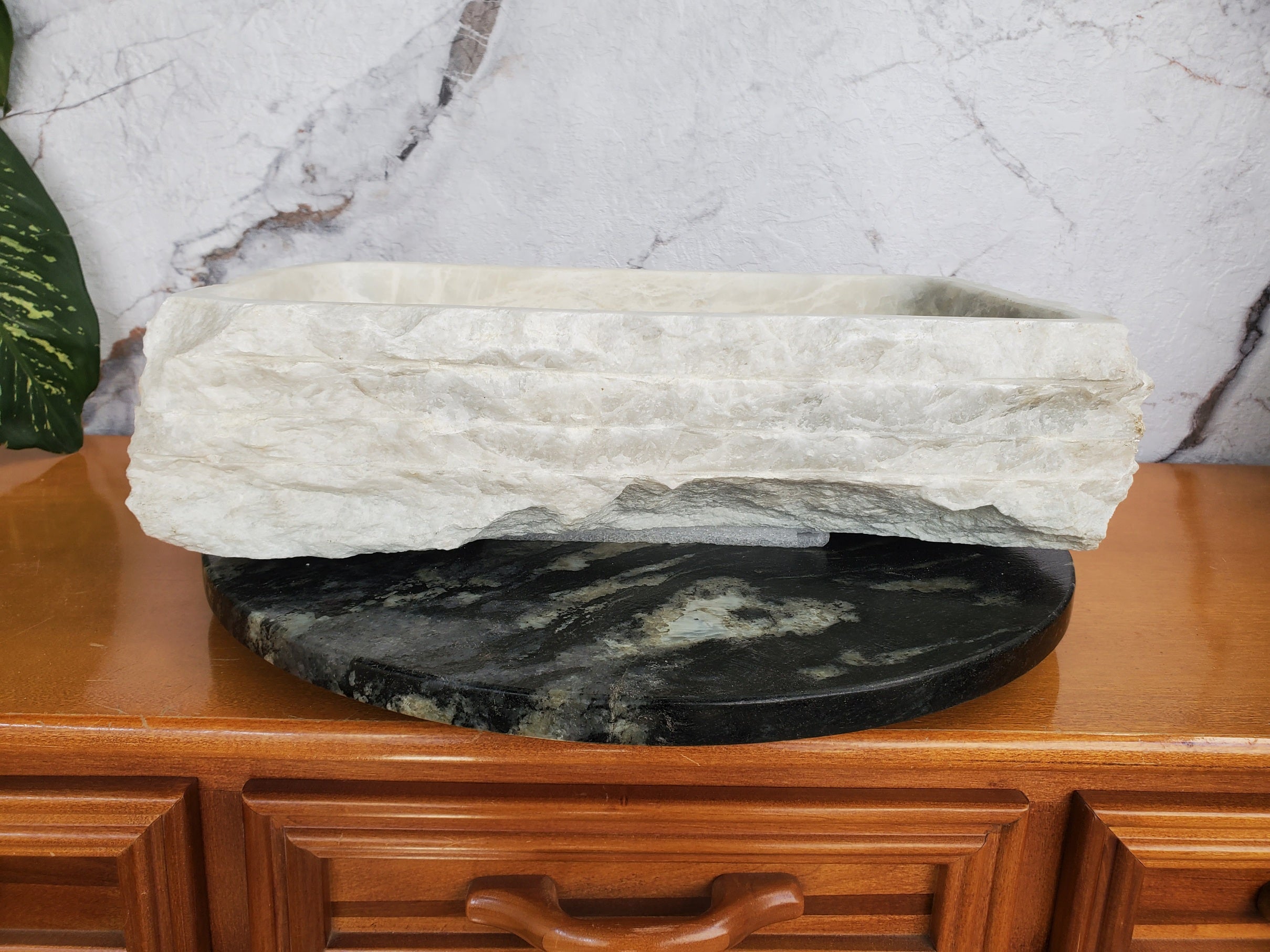 S36_01 White Marble Vessel Bathroom Sink, 19x12 Inch Bathroom Sinks Featured Marble Sinks Sinks