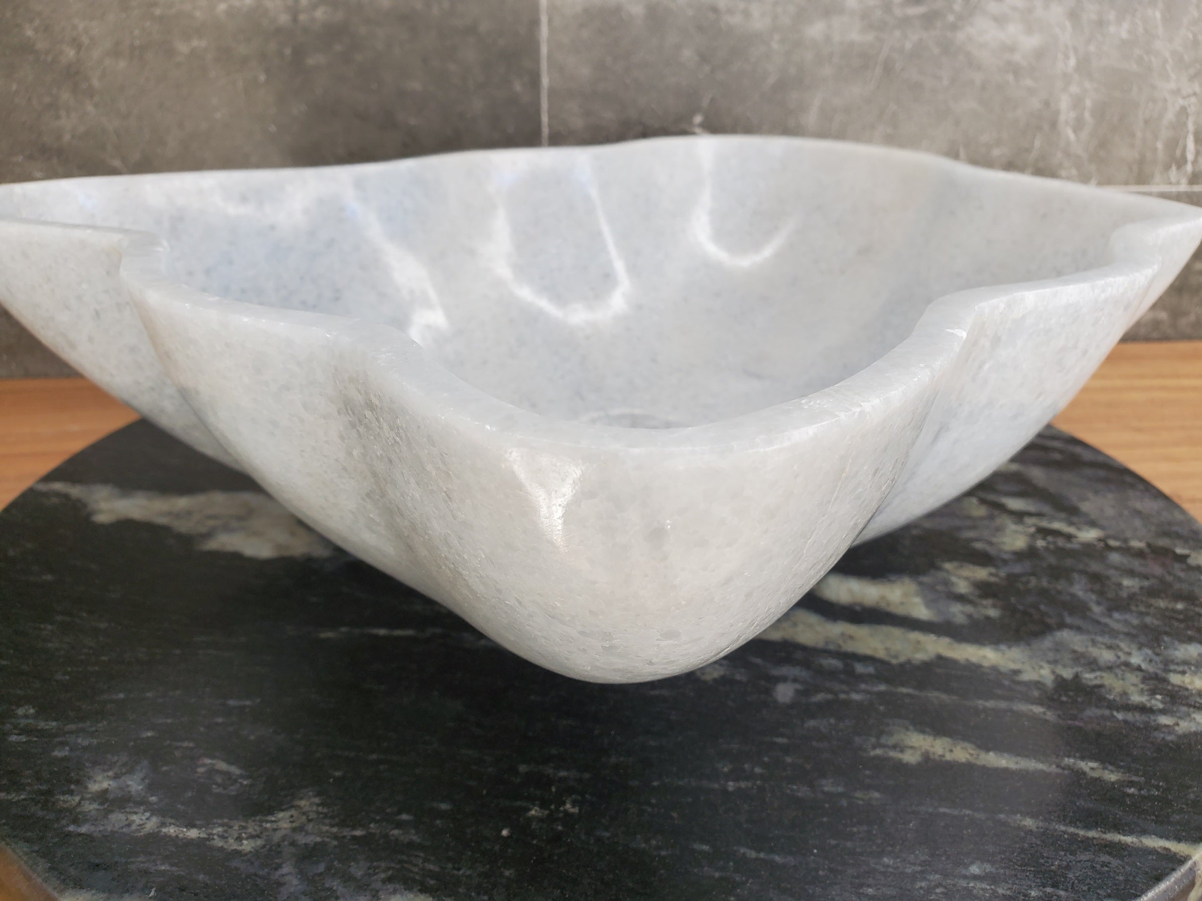 S33_27 Gray Marble Bathroom Vessel Sink - 18 x 14 inch
