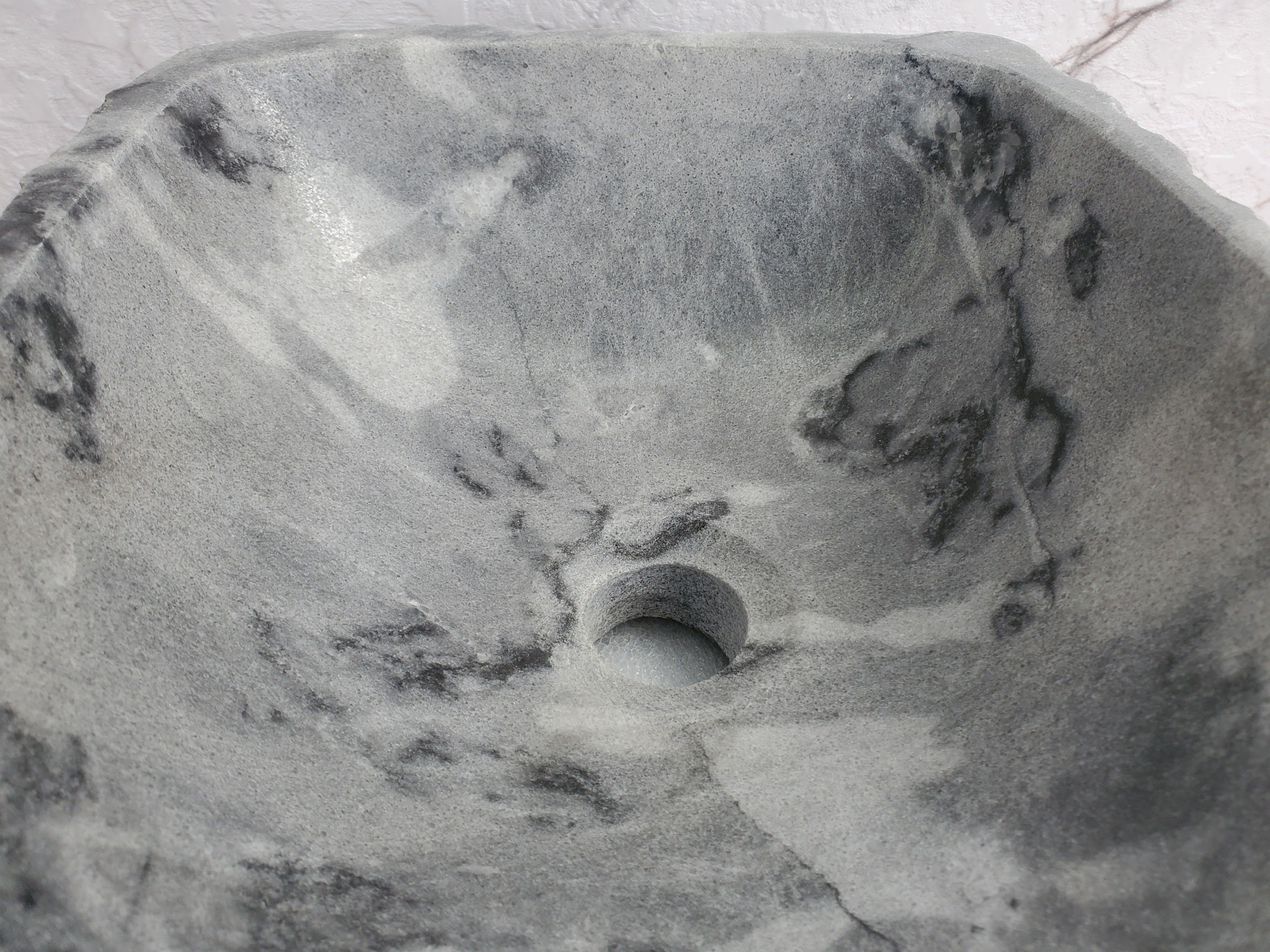 S36_03 Gray Marble Vessel Bathroom Sink, 14.5 x 12 Inch Bathroom Sinks Featured Marble Sinks Sinks