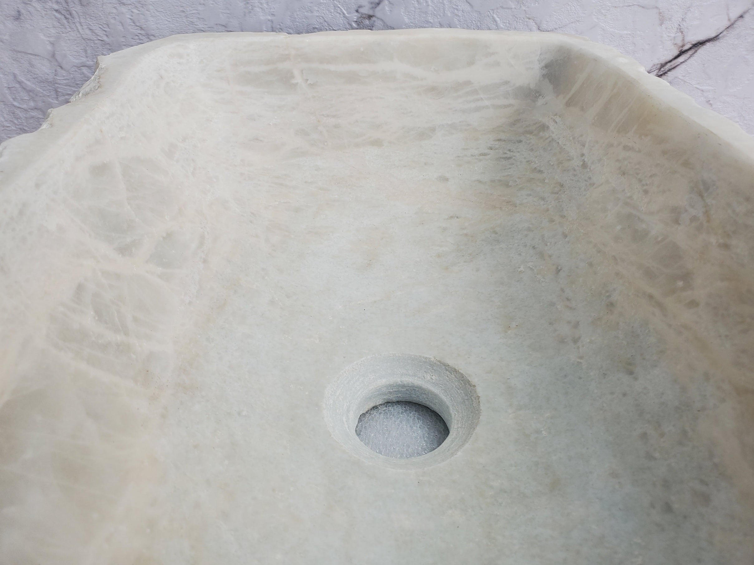 S36_01 White Marble Vessel Bathroom Sink, 19x12 Inch Bathroom Sinks Featured Marble Sinks Sinks